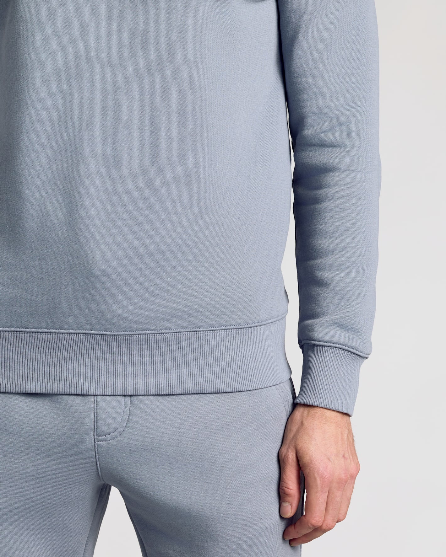 Dusty Blue Fleece French Terry Pullover Crew Neck - Image 7
