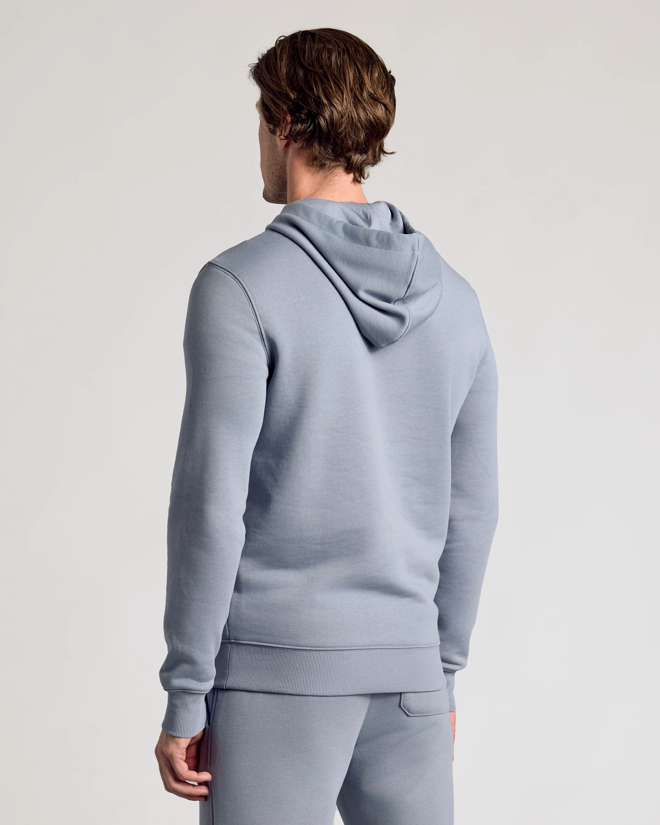 Dusty Blue Fleece French Terry Pullover Hoodie - Image 3