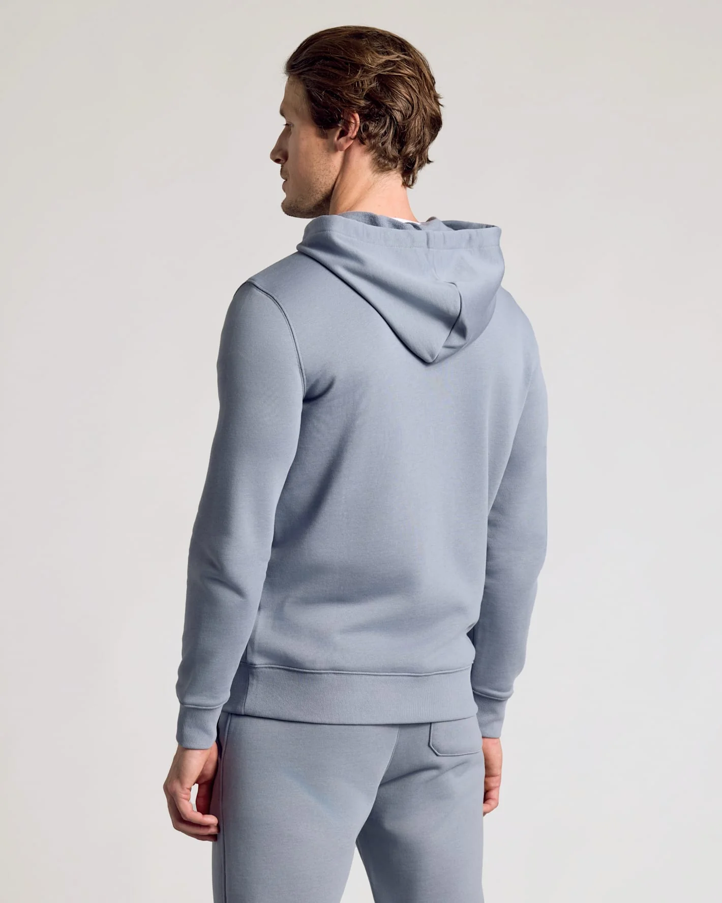 Dusty Blue Fleece French Terry Zip Hoodie - Image 3