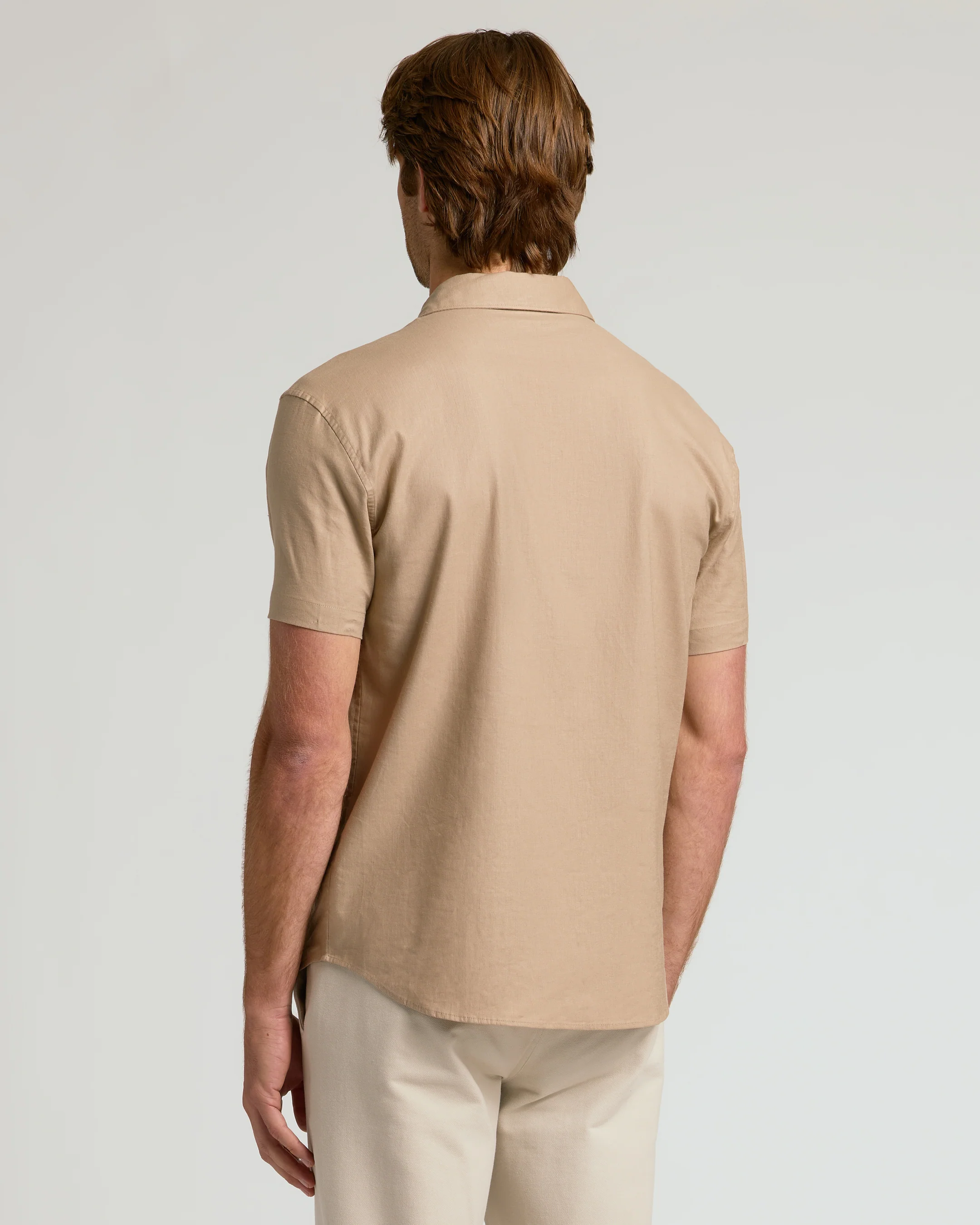 Dusty Taupe Short Sleeve Linen Shirt - Image 3