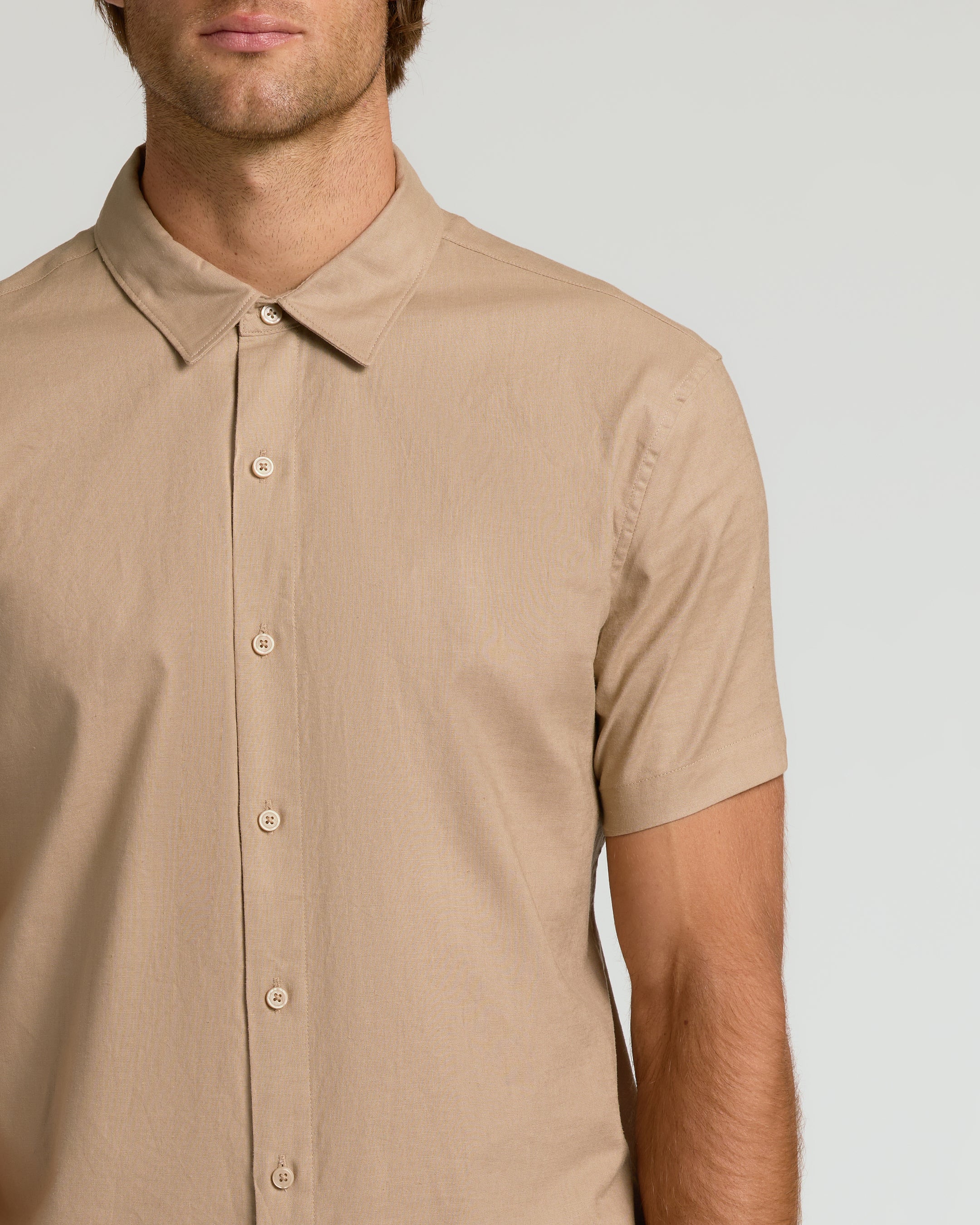 Dusty Taupe Short Sleeve Linen Shirt - Image 4