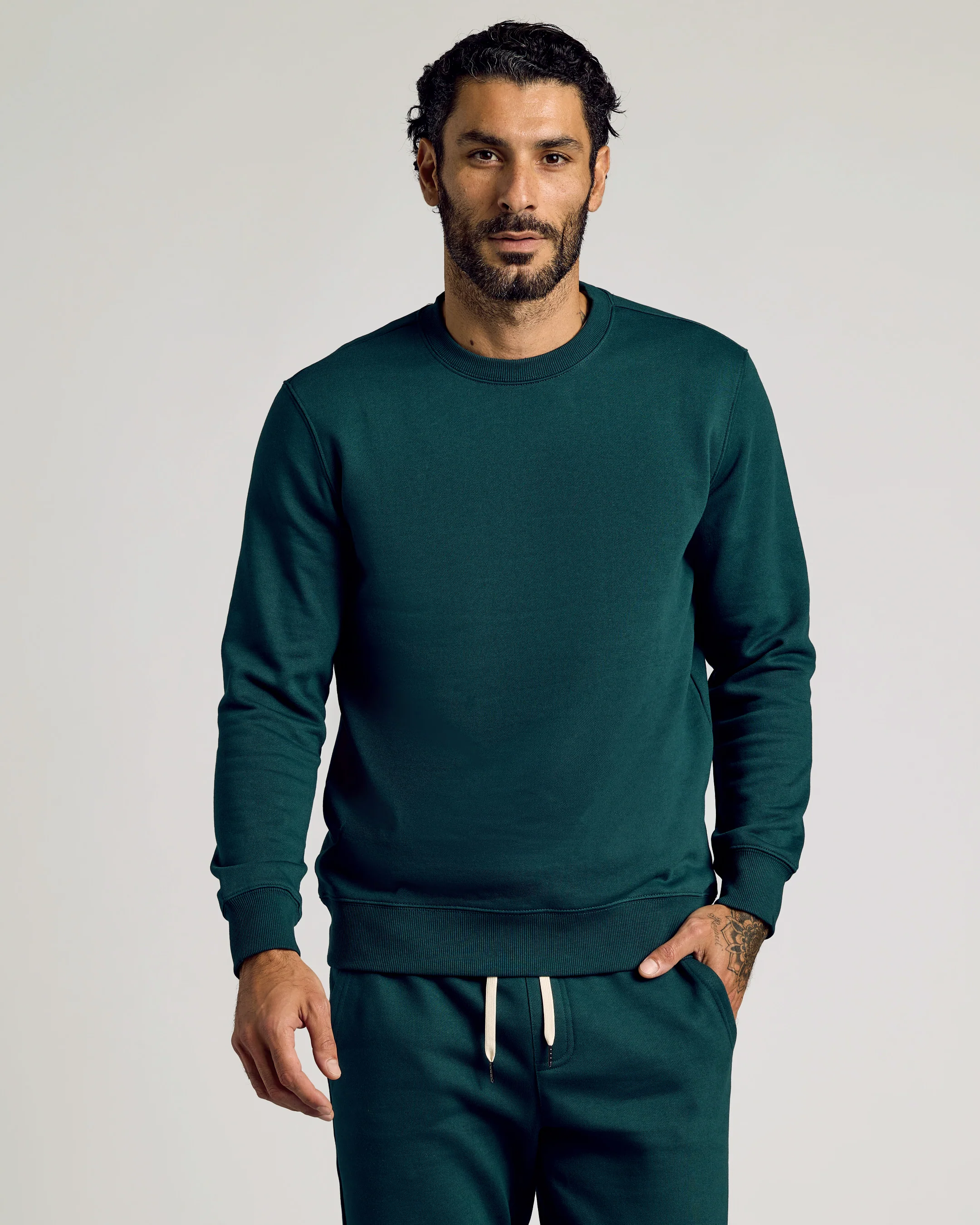 Emerald Fleece French Terry Pullover Crew Neck Sweatshirt