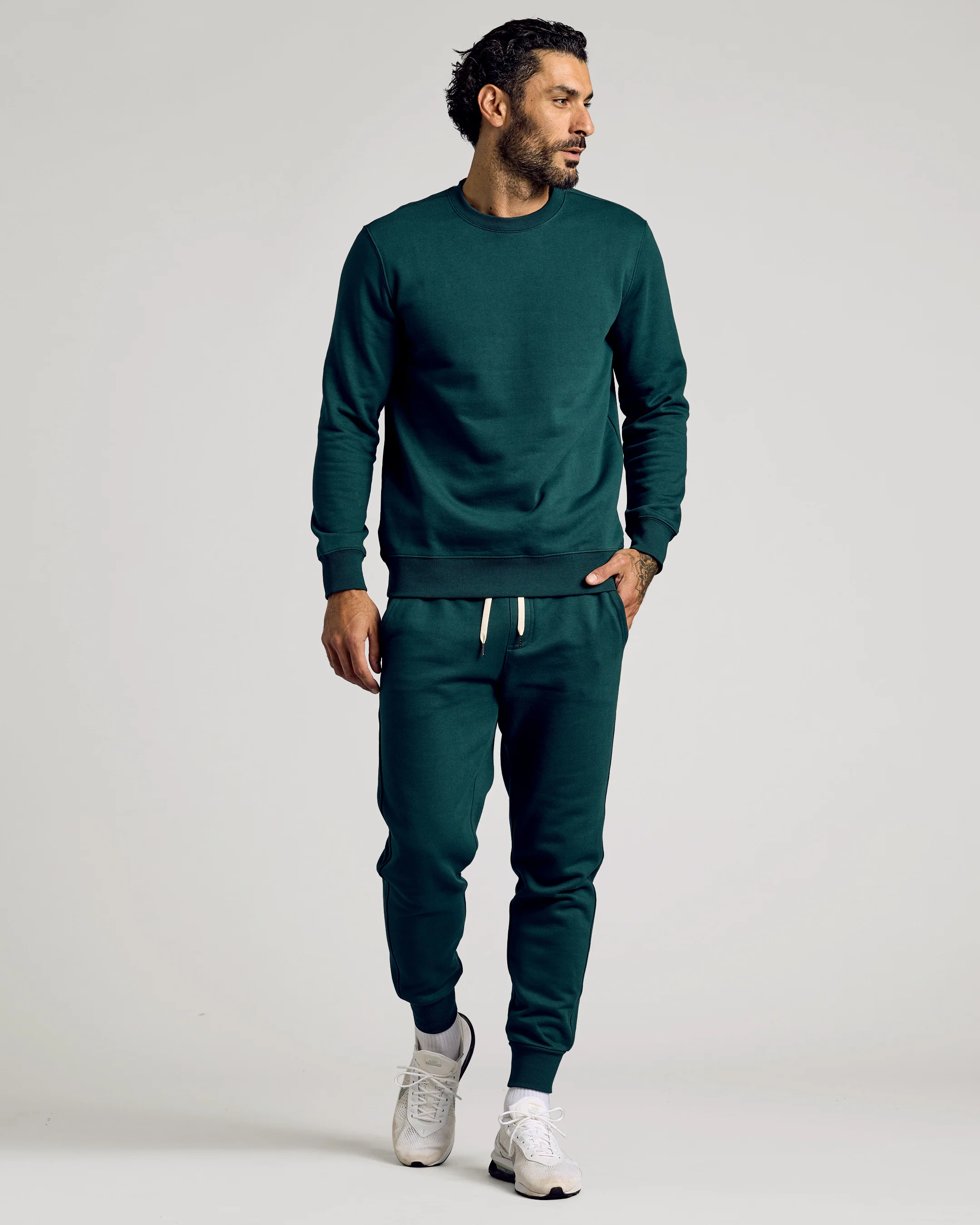Emerald Fleece French Terry Pullover Crew Neck Sweatshirt - Image 4