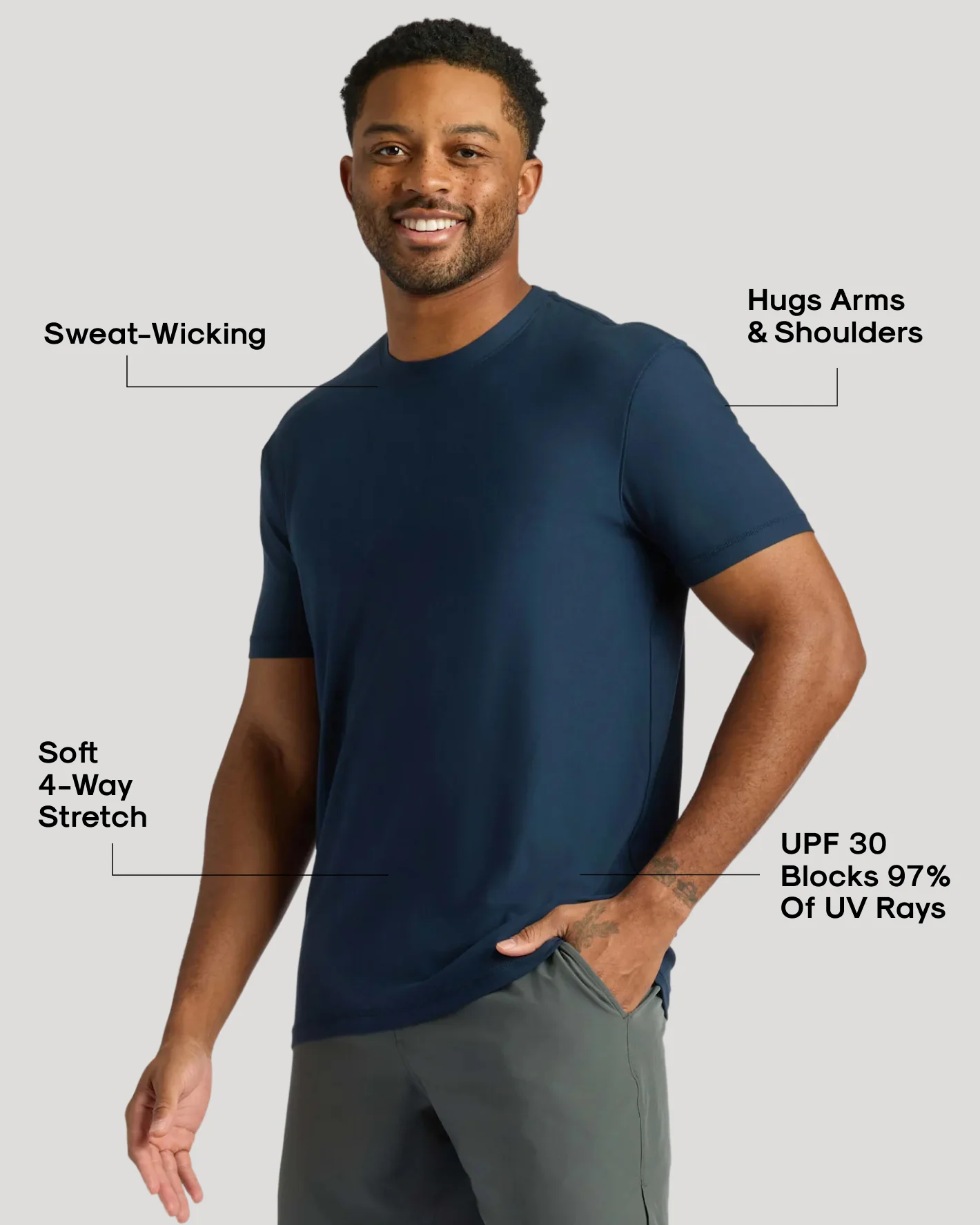 Navy Active Crew Neck Tee - Image 3