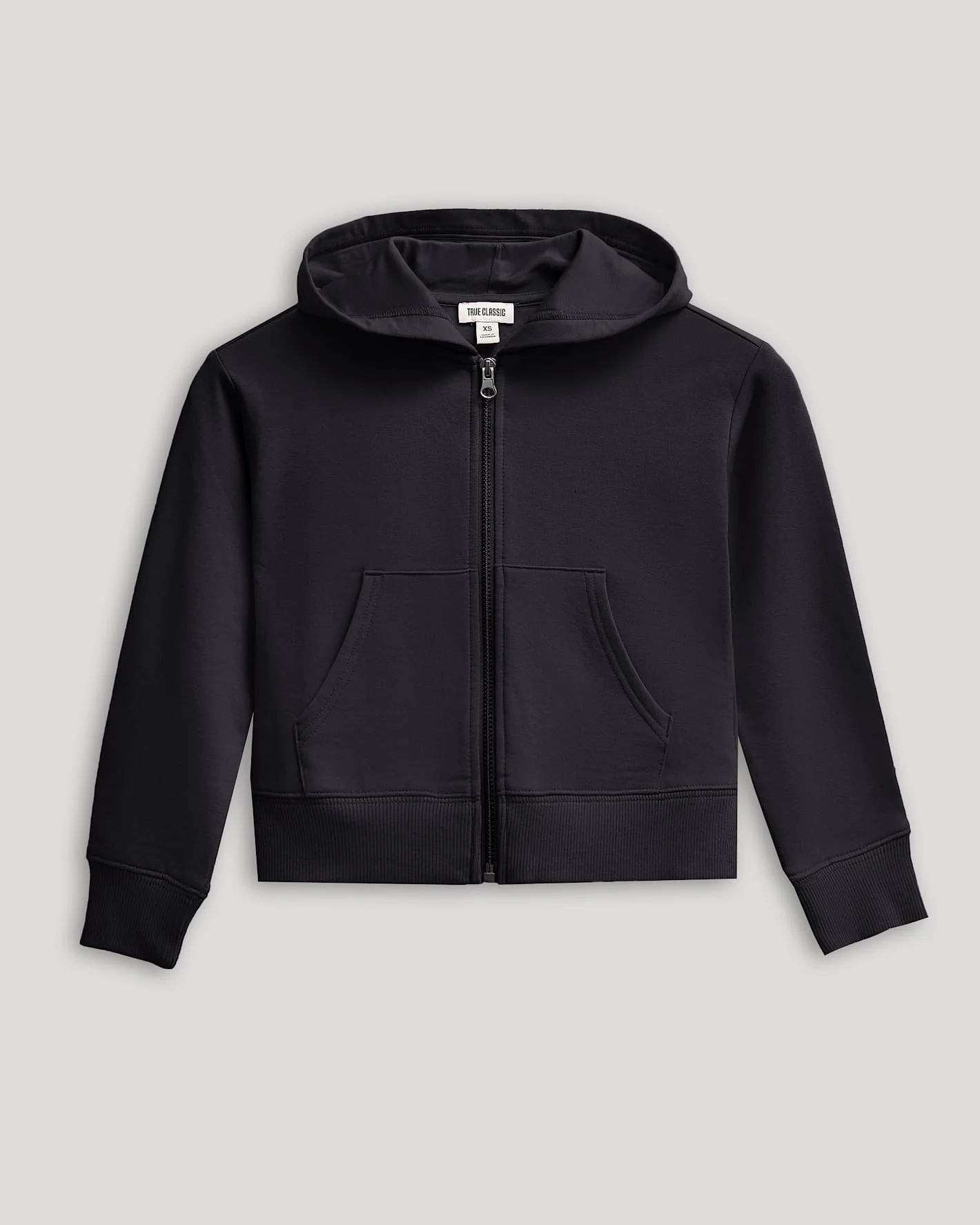 Girls Black Cropped Zip Hoodie - Image 2