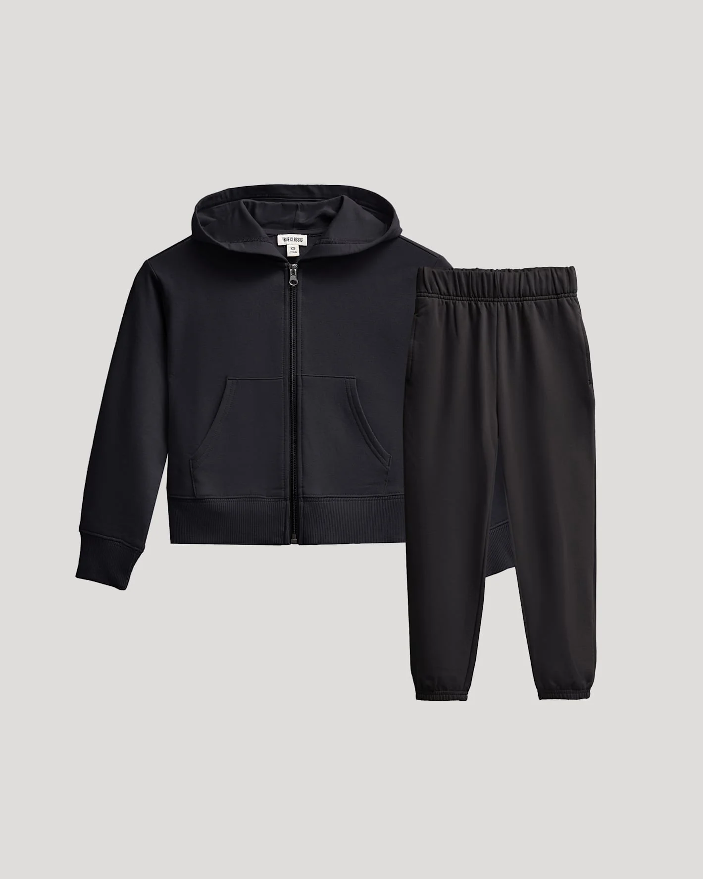 Girls Black Cropped Zip Hoodie & Relaxed Joggers 2-Pack