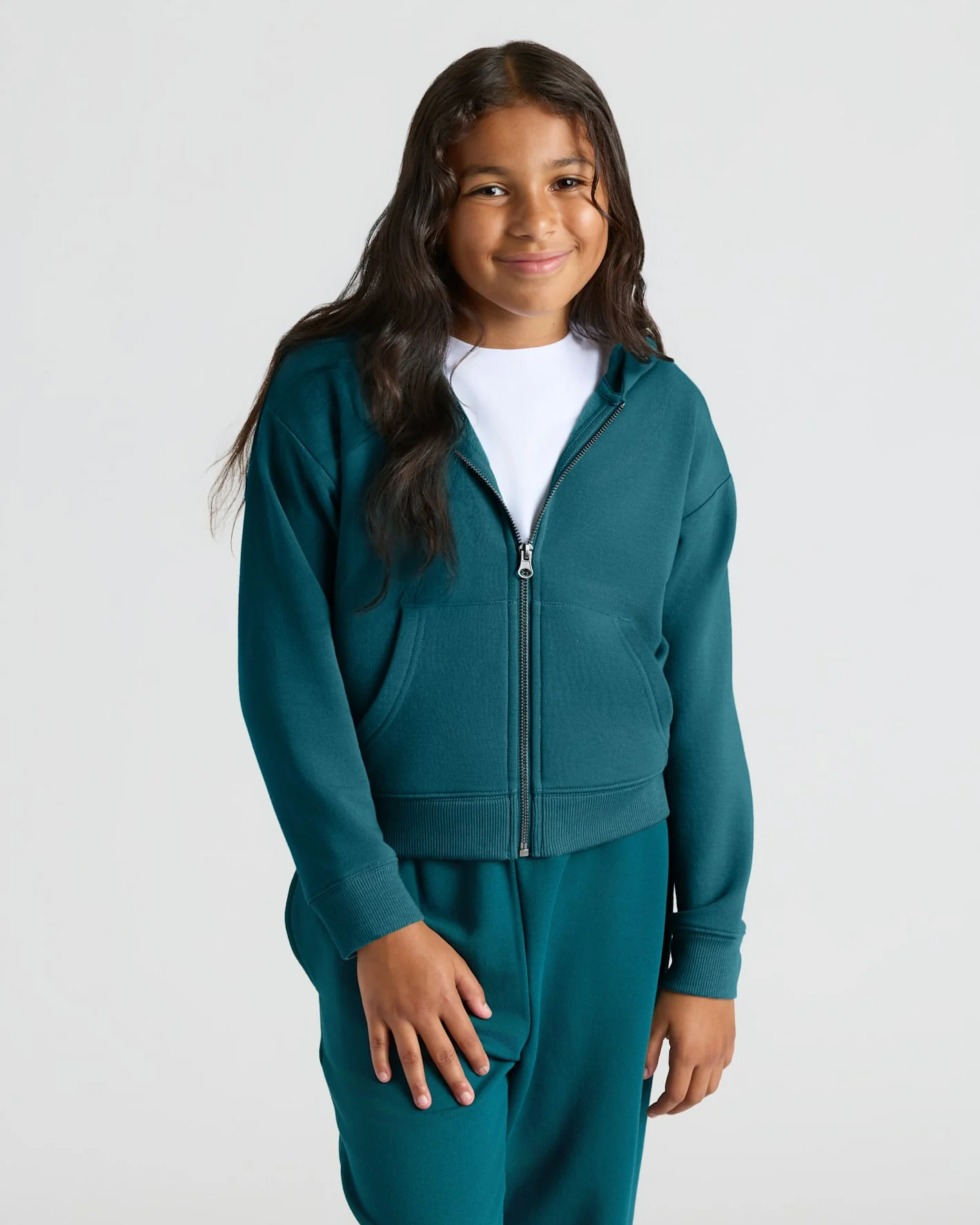 Girls Black & Deep Emerald Cropped Zip Hoodie 2-Pack - Image 2