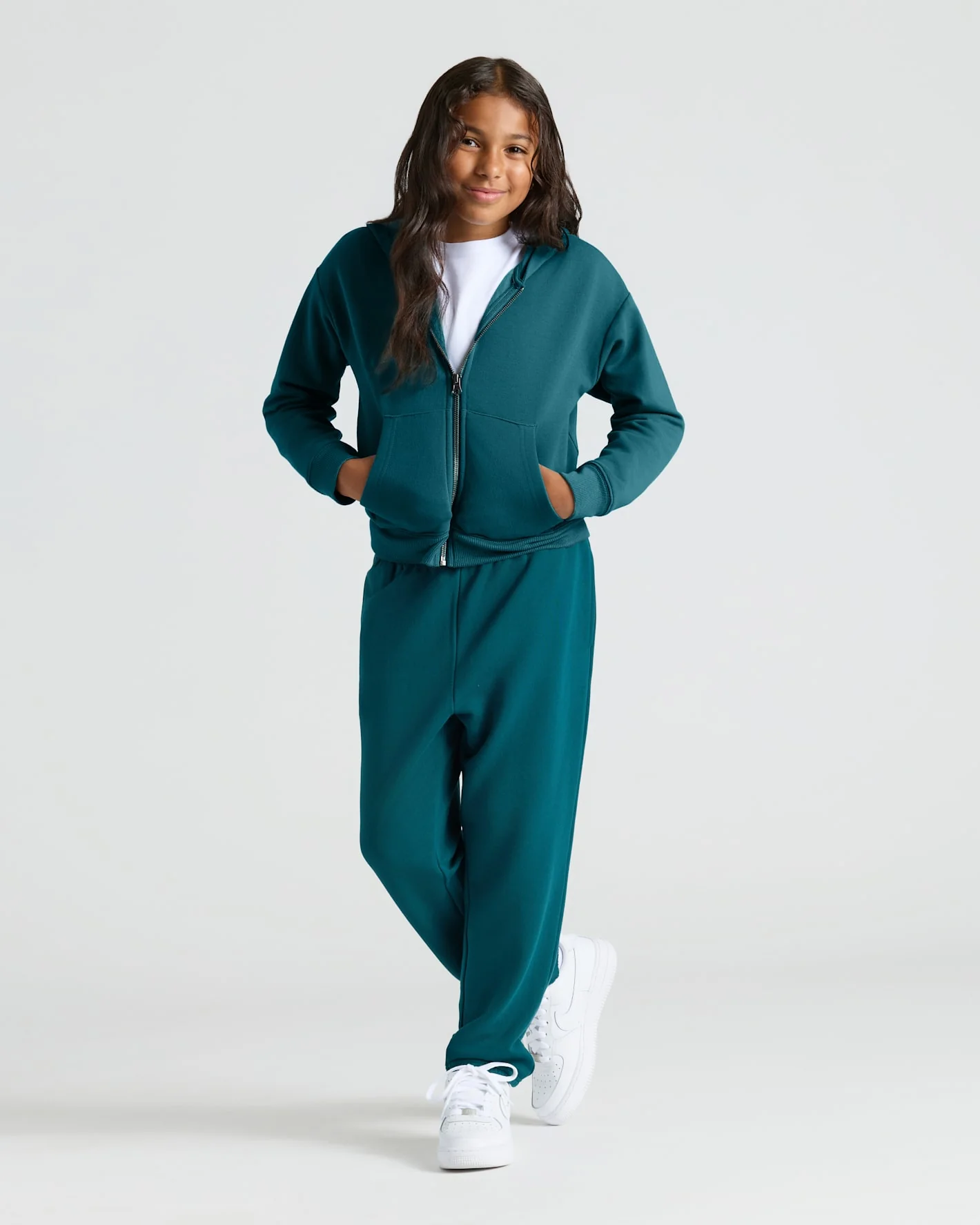 Girls Black & Deep Emerald Cropped Zip Hoodie 2-Pack - Image 3