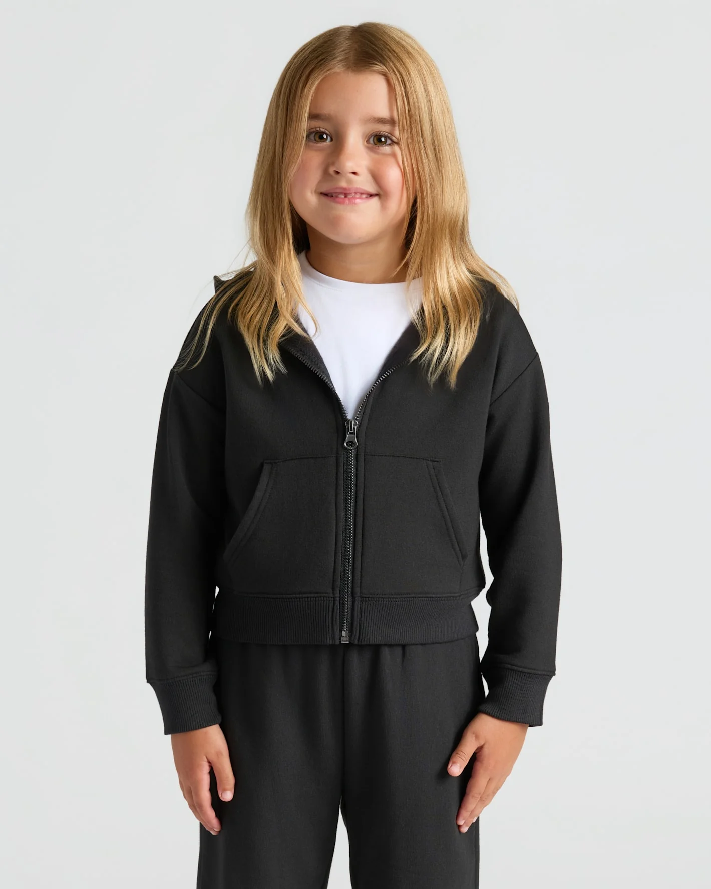 Girls Black & Stormcloud Cropped Zip Hoodie 2-Pack - Image 6