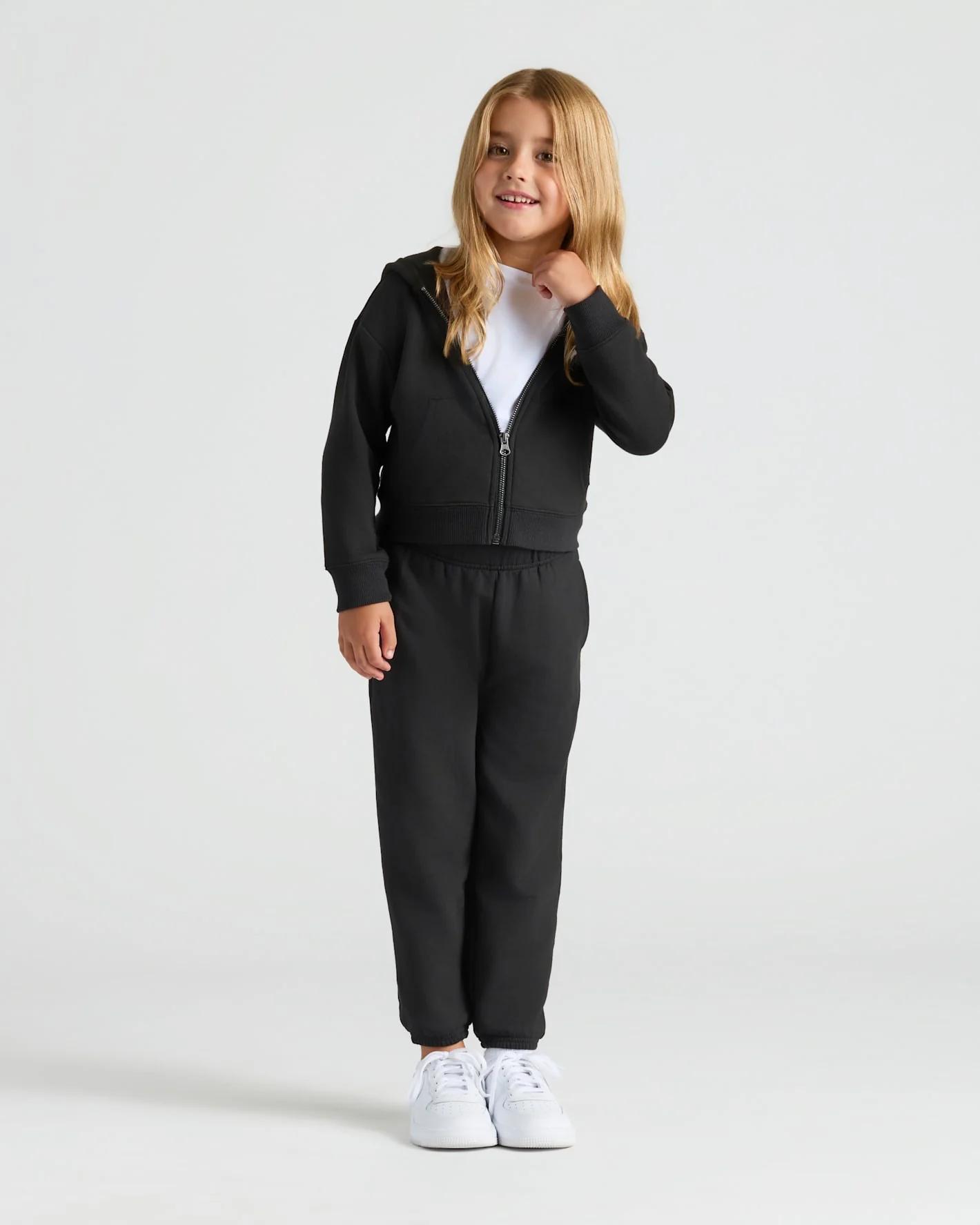Girls Black & Electric Fuchsia Cropped Zip Hoodie 2-Pack - Image 3