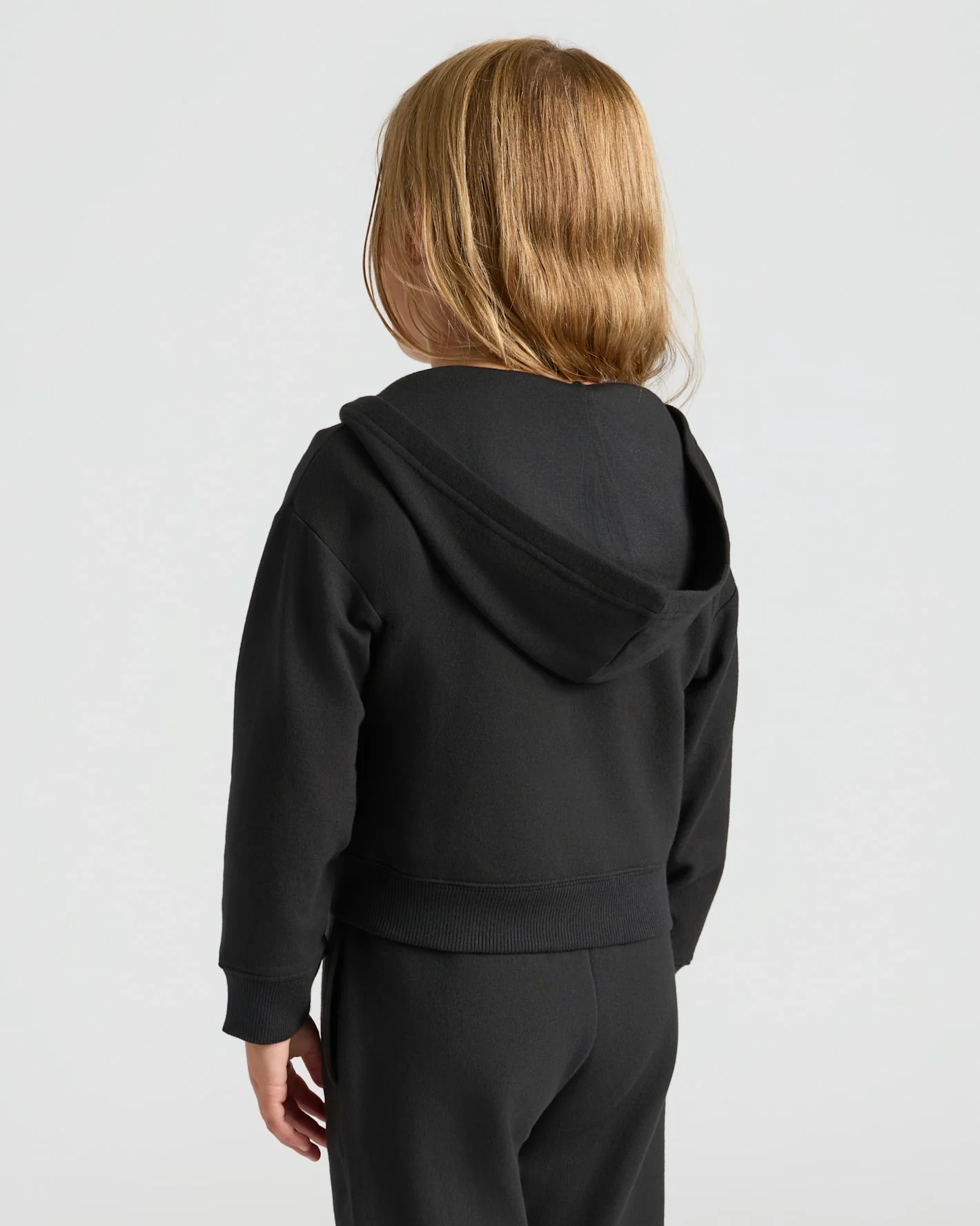 Girls Black Cropped Zip Hoodie - Image 4