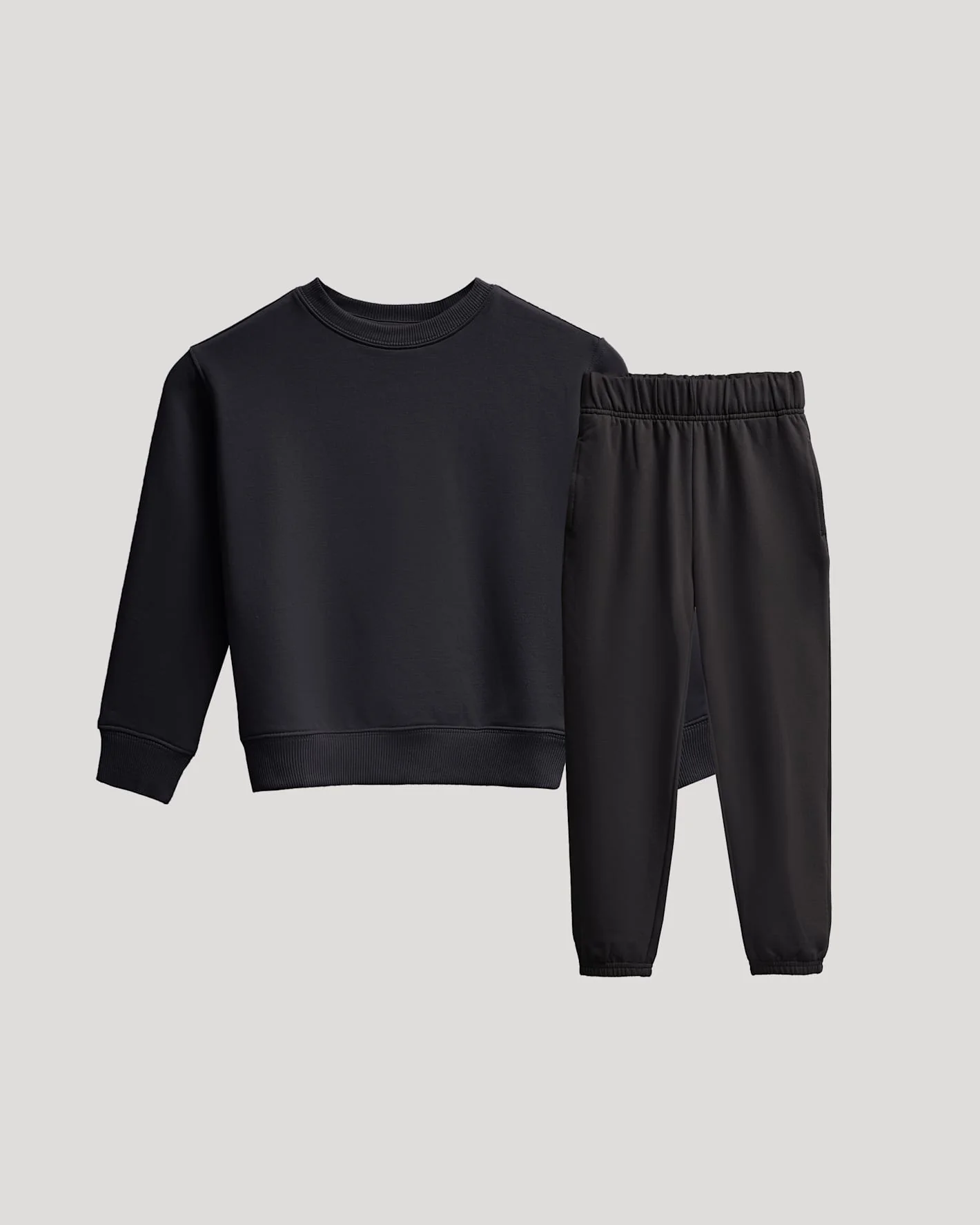 Girls Black Slouch Pullover Crew & Relaxed Jogger 2-Pack