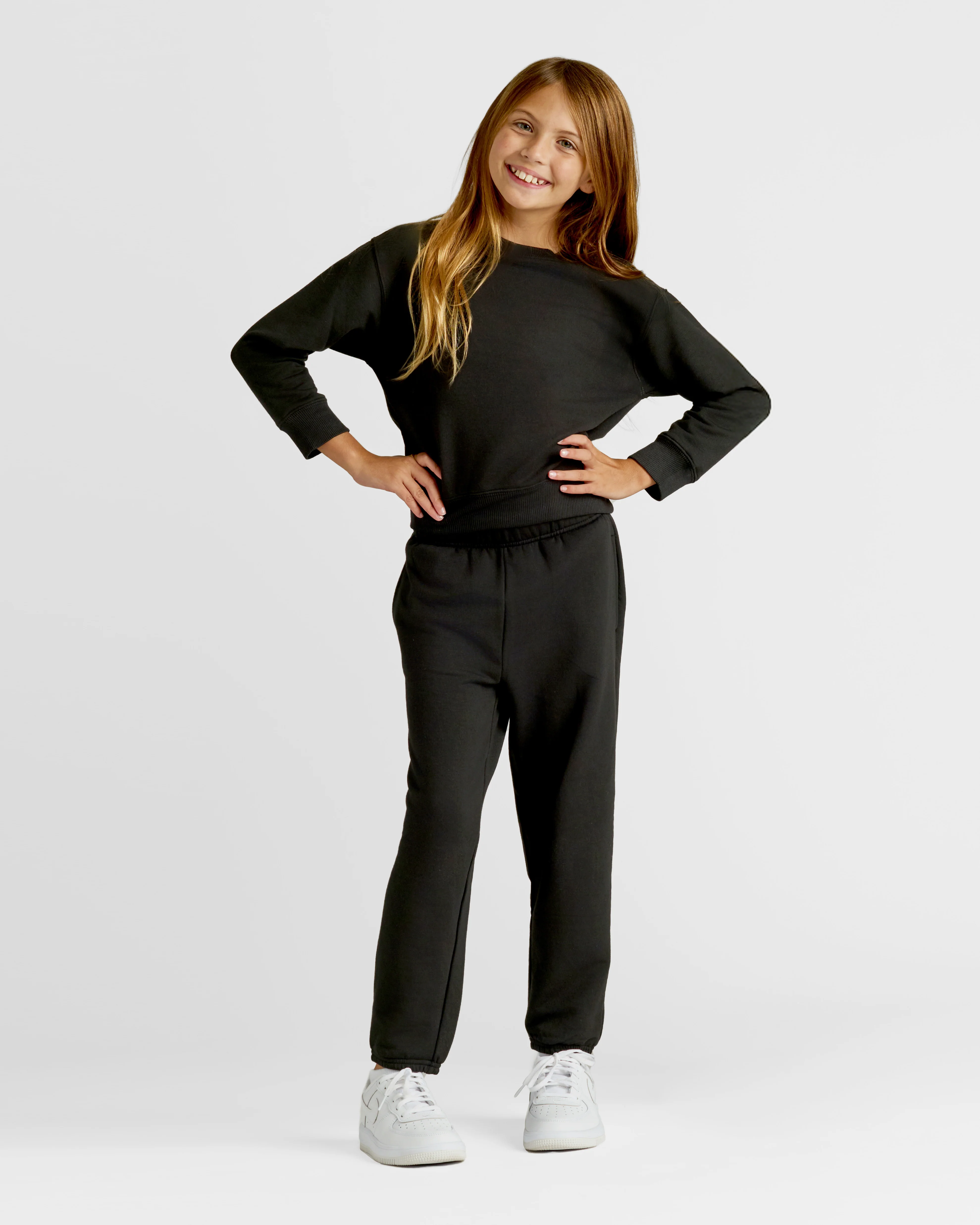 Girls Black Slouch Pullover Crew & Relaxed Jogger 2-Pack - Image 2