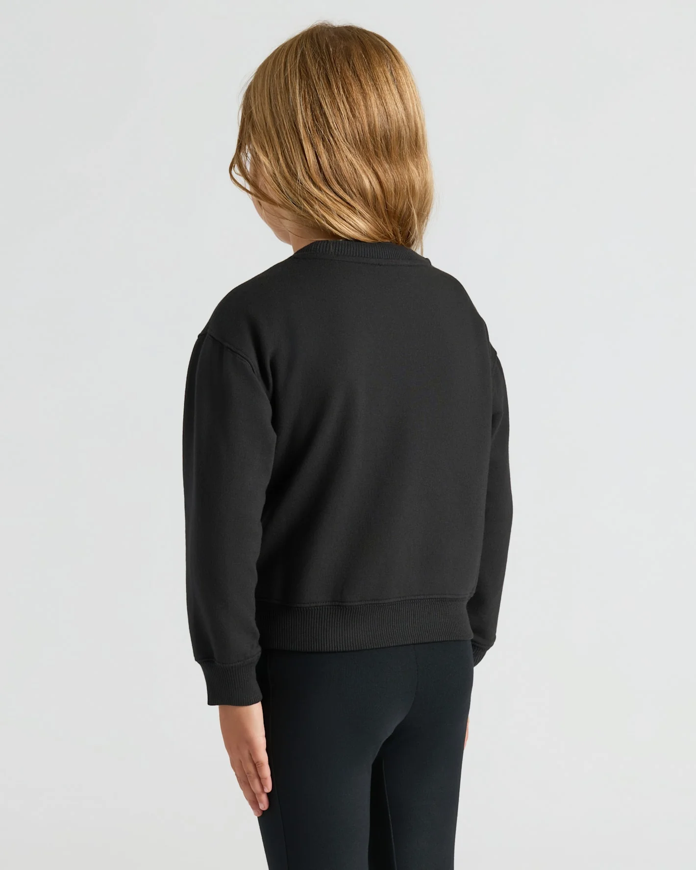 Girls Black Slouch Pullover Crew - Image 4