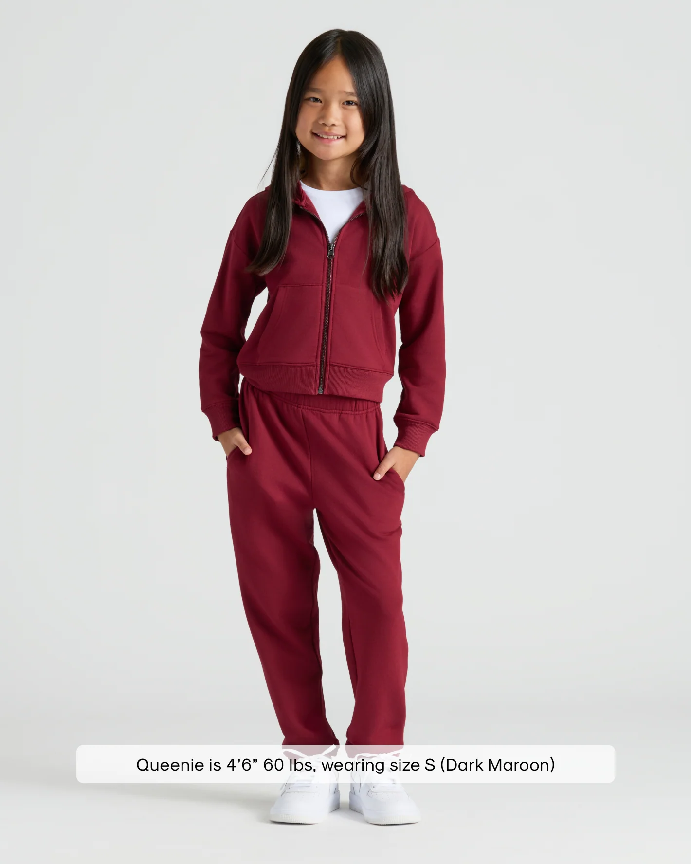Girls Dark Maroon Cropped Zip Hoodie & Relaxed Joggers 2-Pack - Image 2