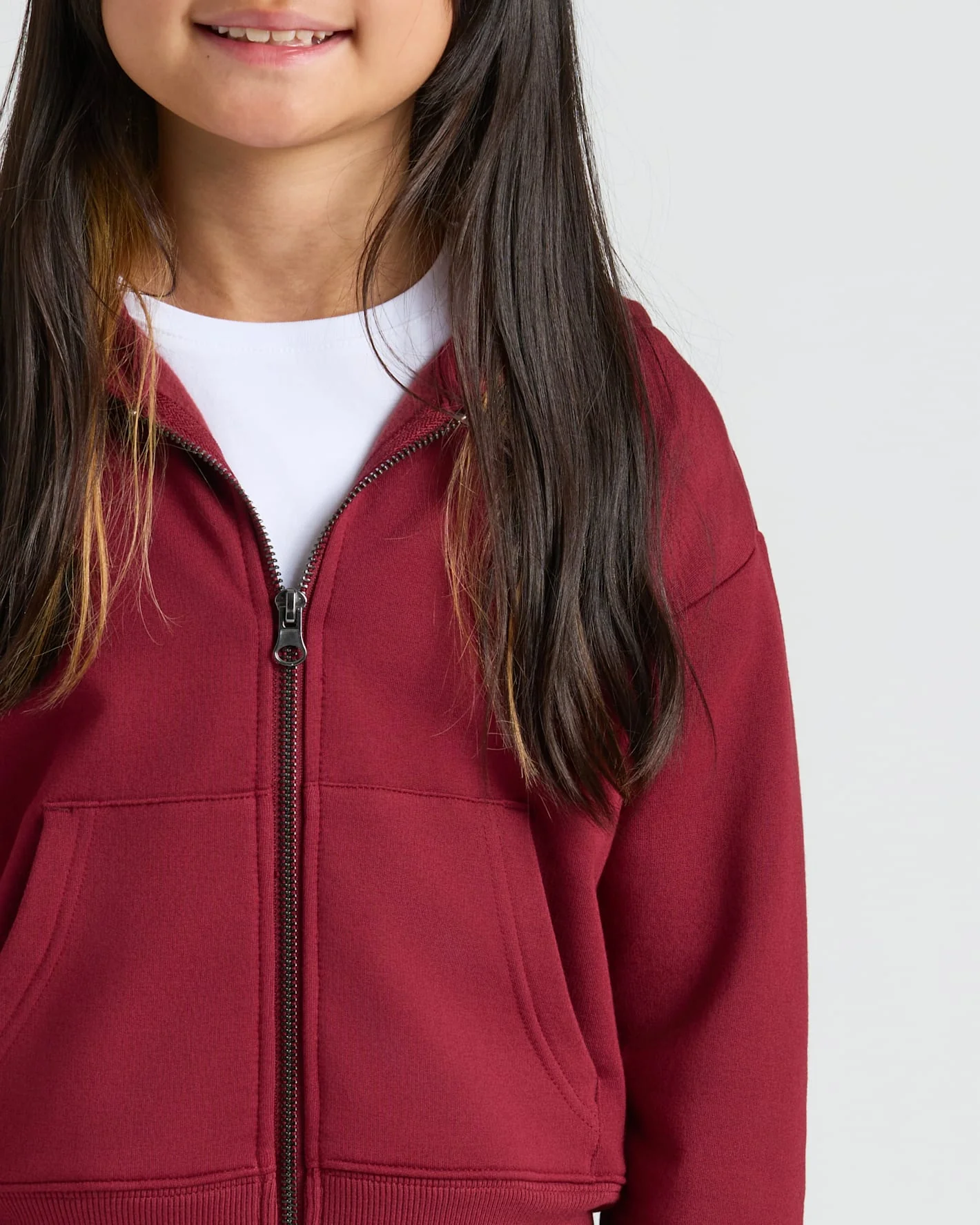 Girls Dark Maroon Cropped Zip Hoodie & Relaxed Joggers 2-Pack - Image 5