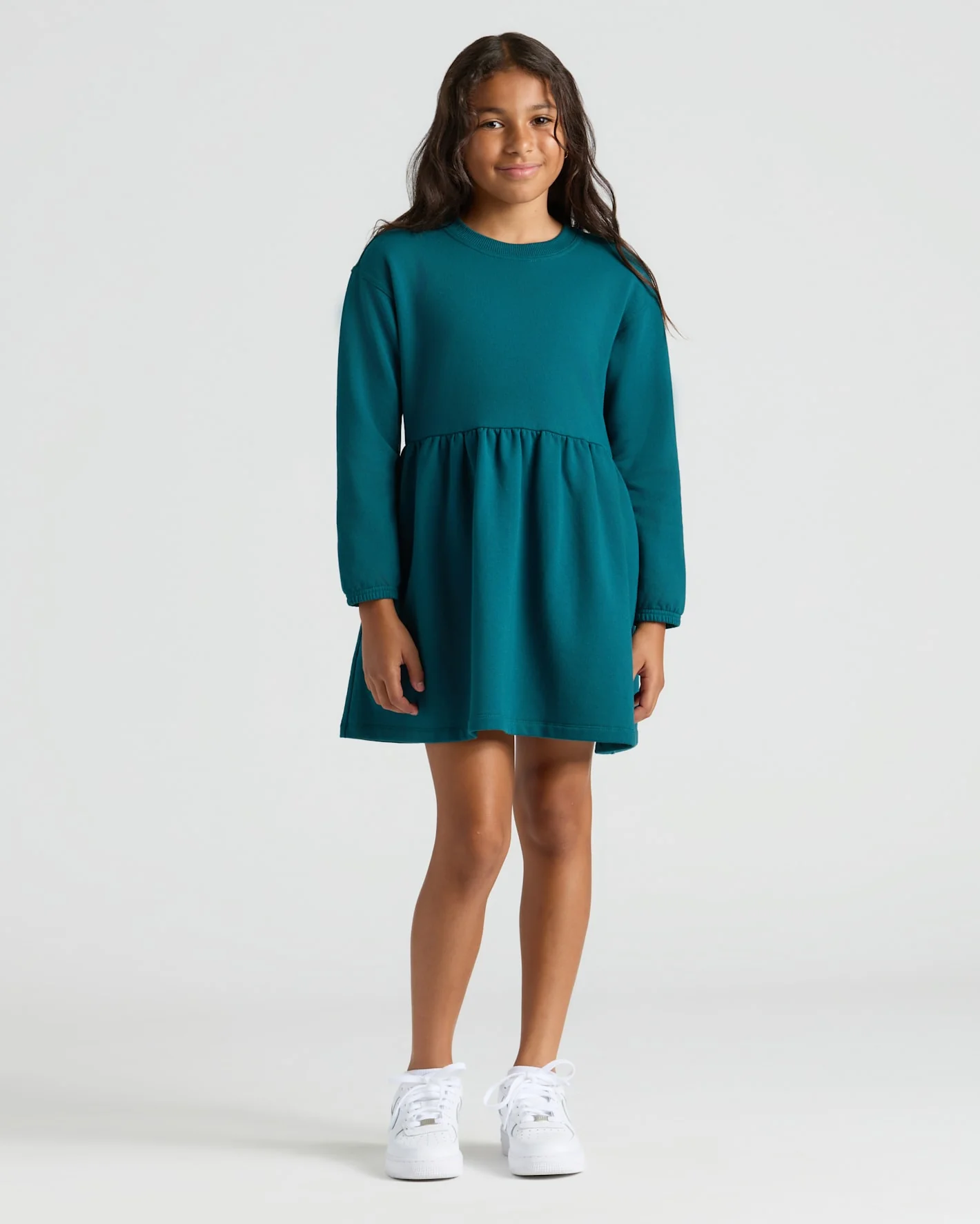 Girls Dark Maroon & Deep Emerald Long Sleeve Fleece Dress 2-Pack - Image 3