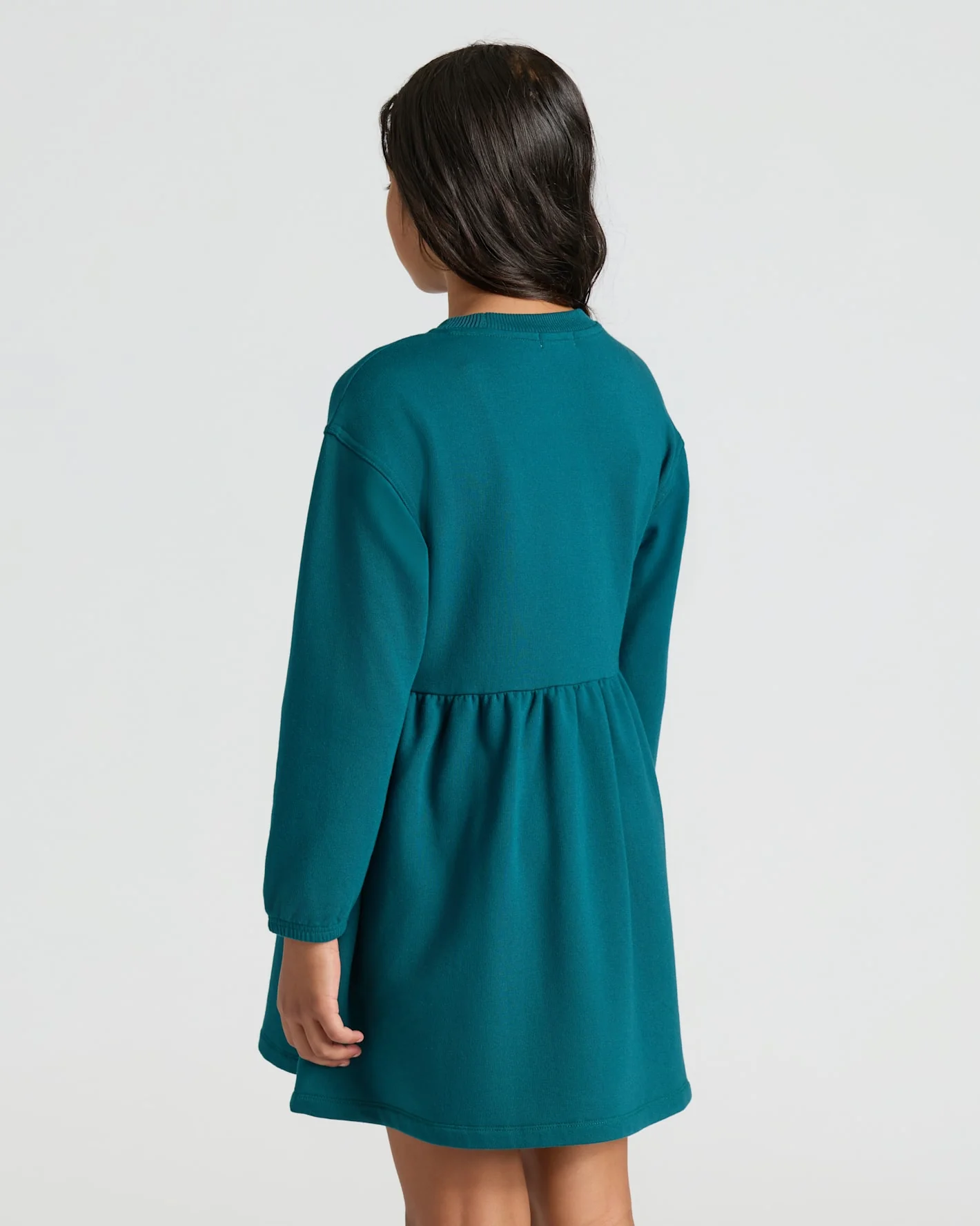 Girls Dark Maroon & Deep Emerald Long Sleeve Fleece Dress 2-Pack - Image 4