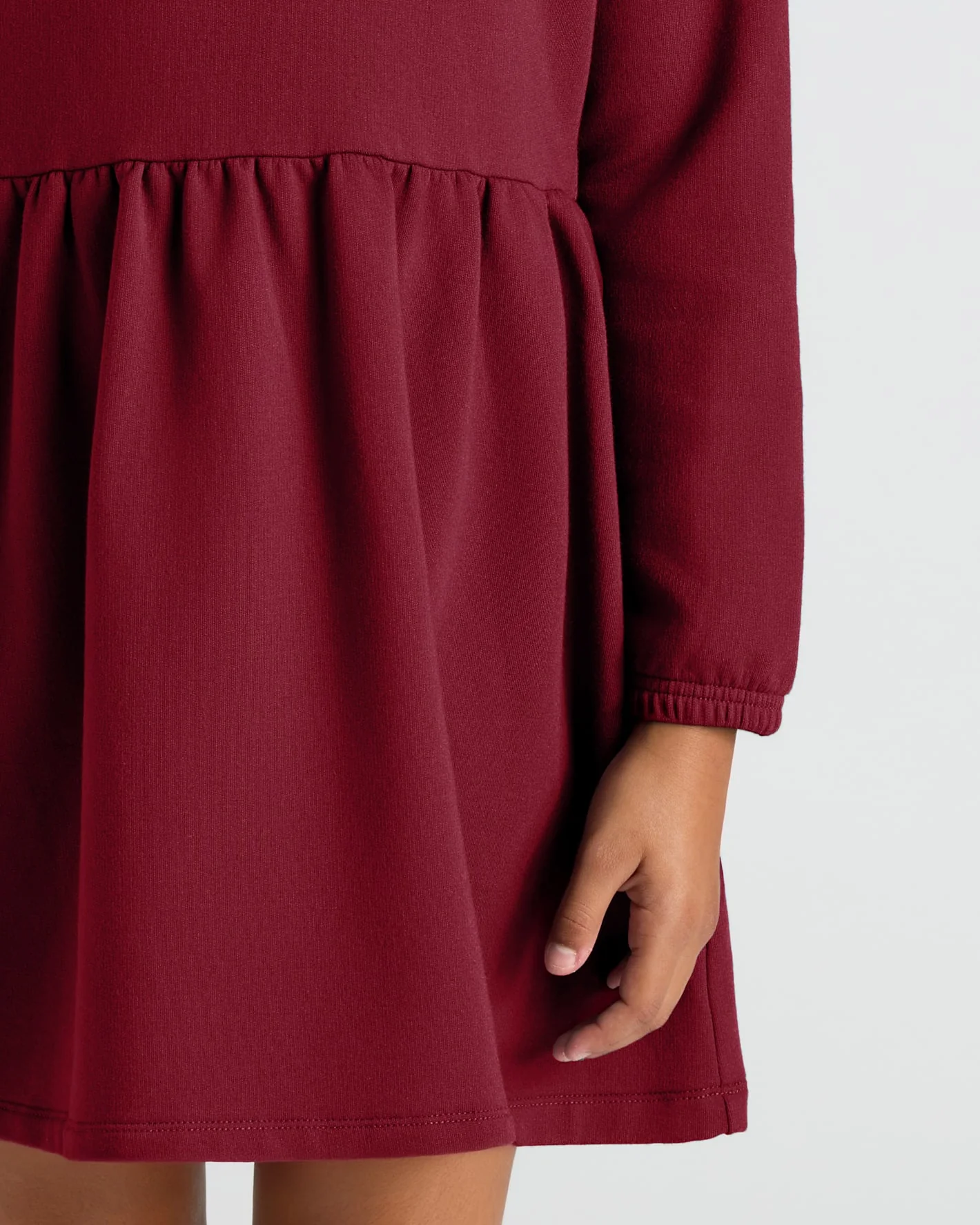 Girls Dark Maroon & Deep Emerald Long Sleeve Fleece Dress 2-Pack - Image 7