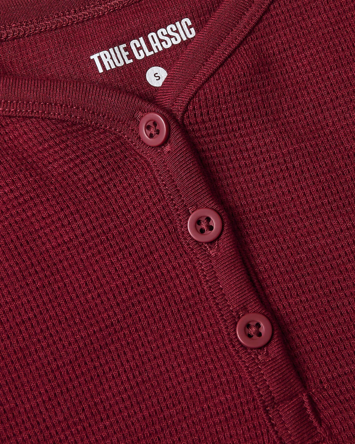 Girls Dark Maroon Long Sleeve Boxy Waffle Henley - Image 6