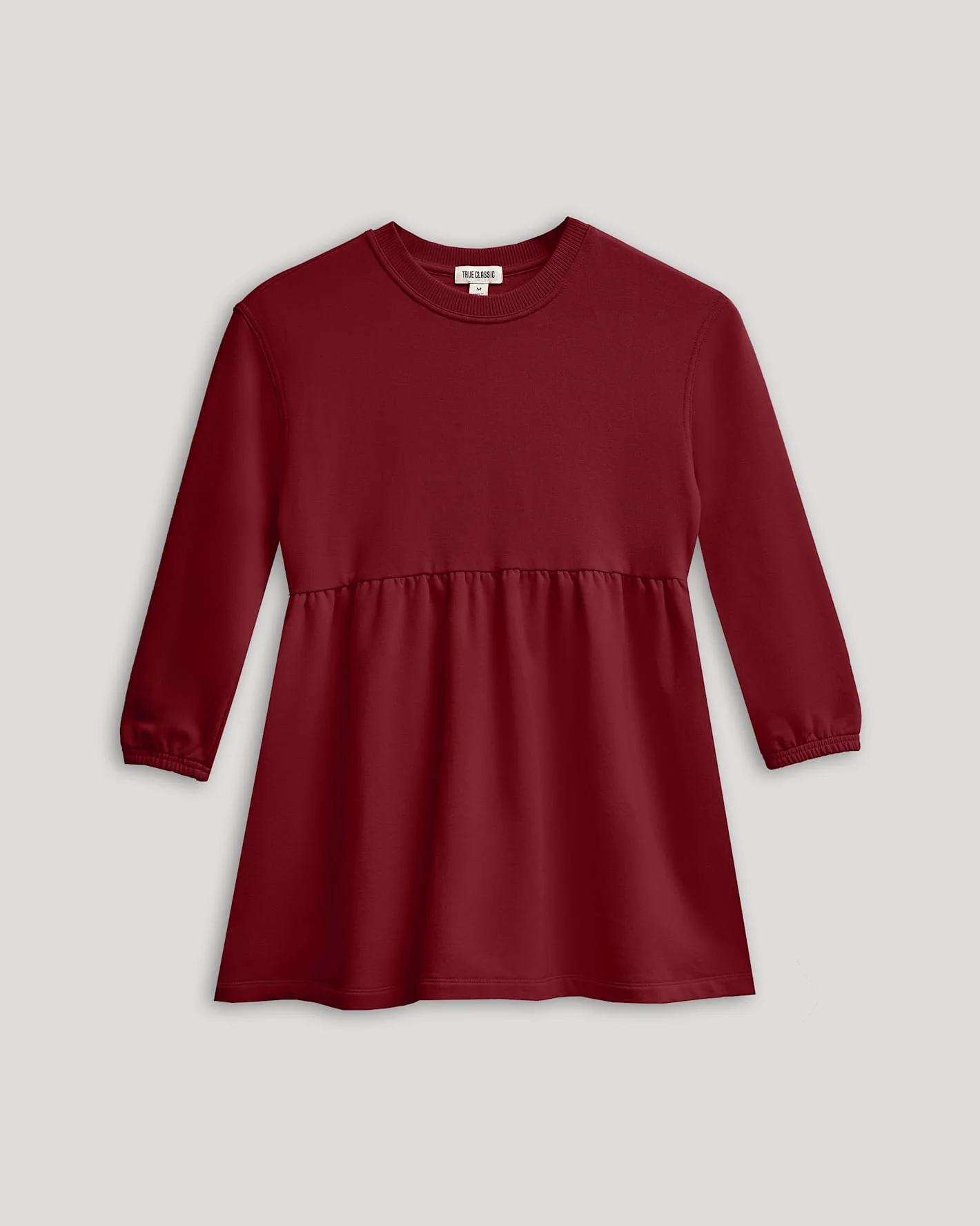 Girls Dark Maroon Long Sleeve Fleece Dress - Image 2