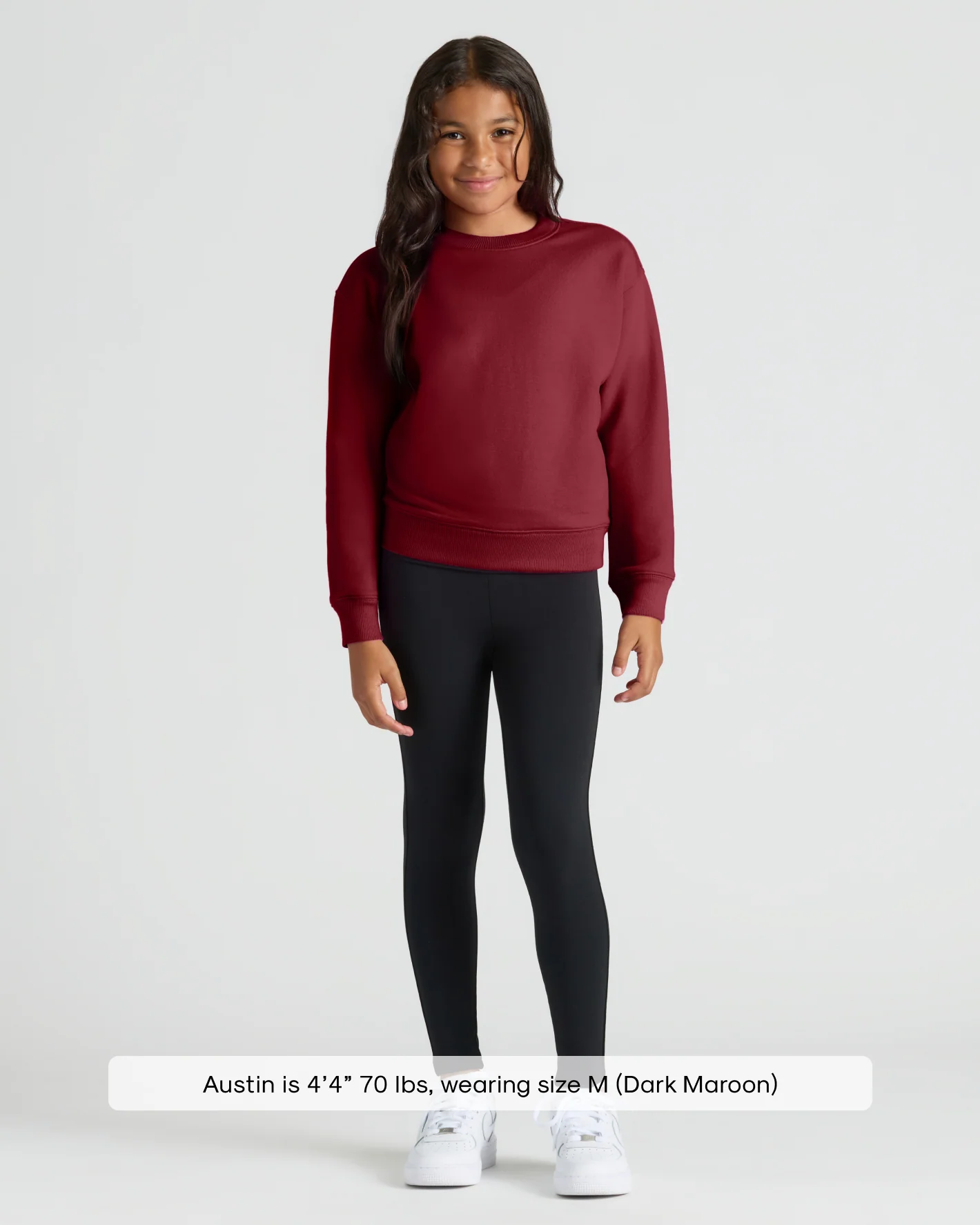 Girls Dark Maroon Slouch Pullover Crew - Image 3