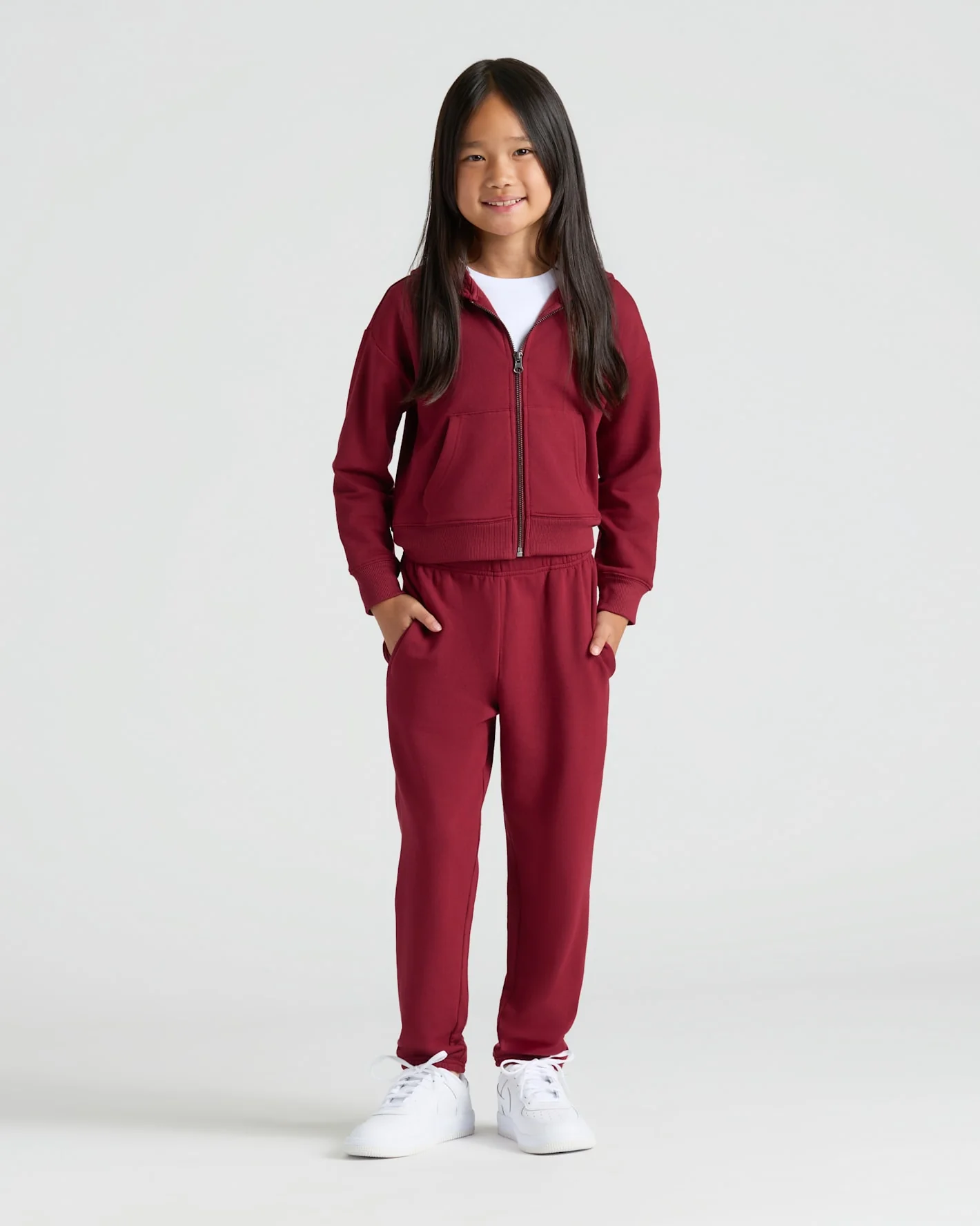 Girls Black & Dark Maroon Cropped Zip Hoodie 2-Pack - Image 3