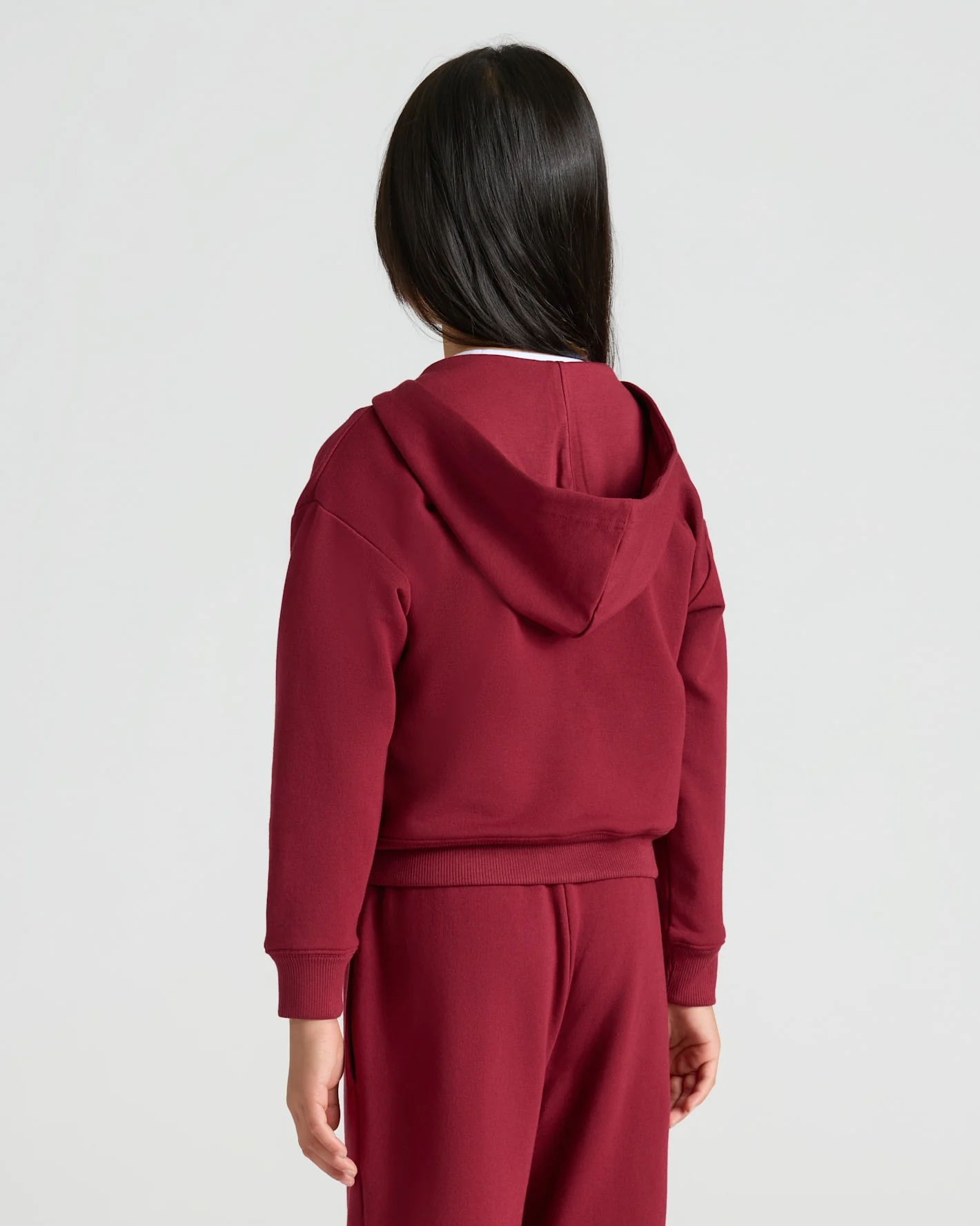 Girls Black & Dark Maroon Cropped Zip Hoodie 2-Pack - Image 4