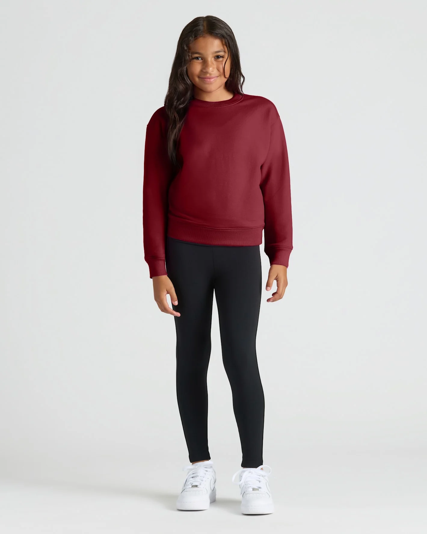 Girls Deep Emerald & Dark Maroon Slouch Pullover Crew 2-Pack - Image 3