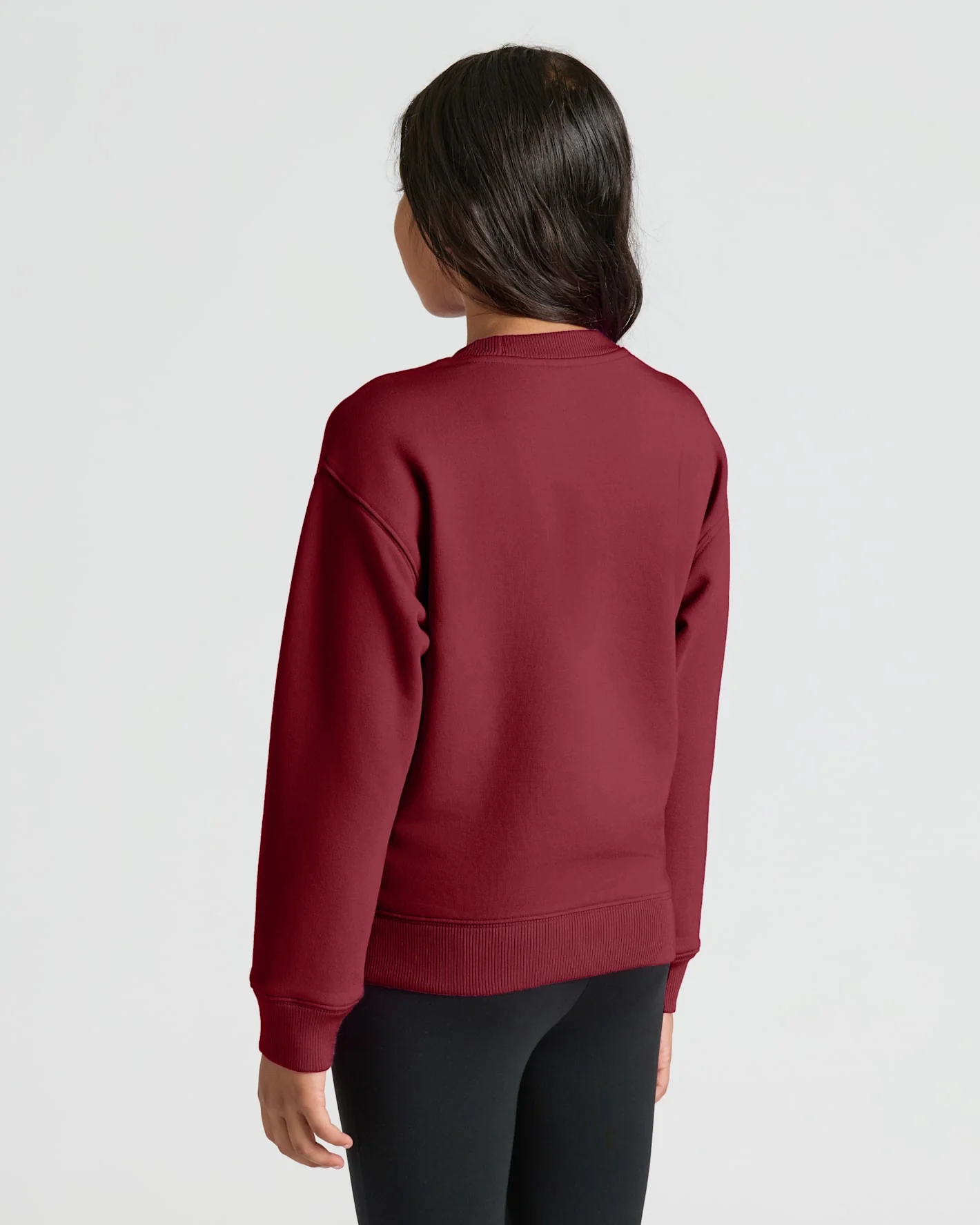 Girls Dark Maroon Slouch Pullover Crew - Image 4