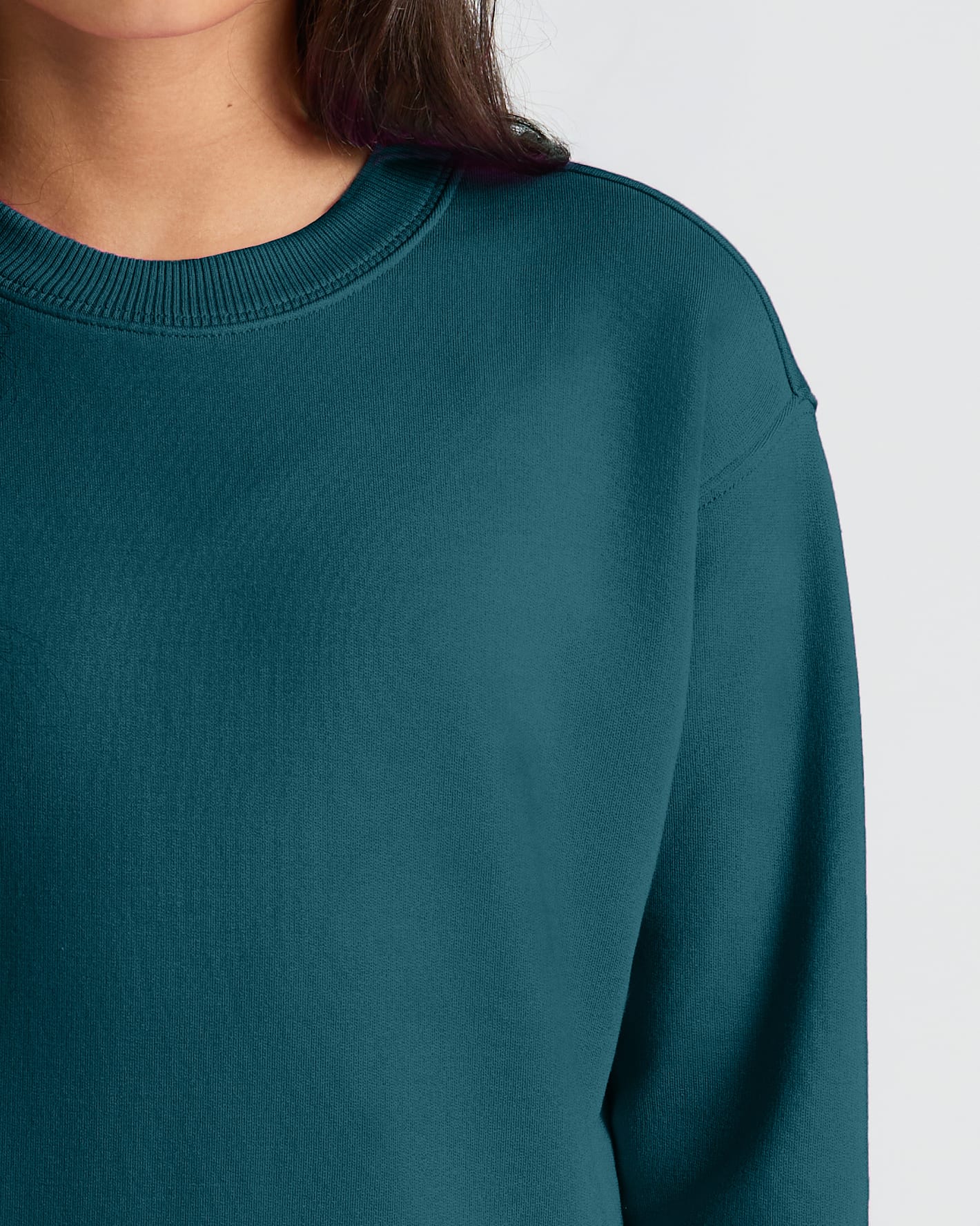 Girls Deep Emerald Slouch Pullover Crew - Image 6