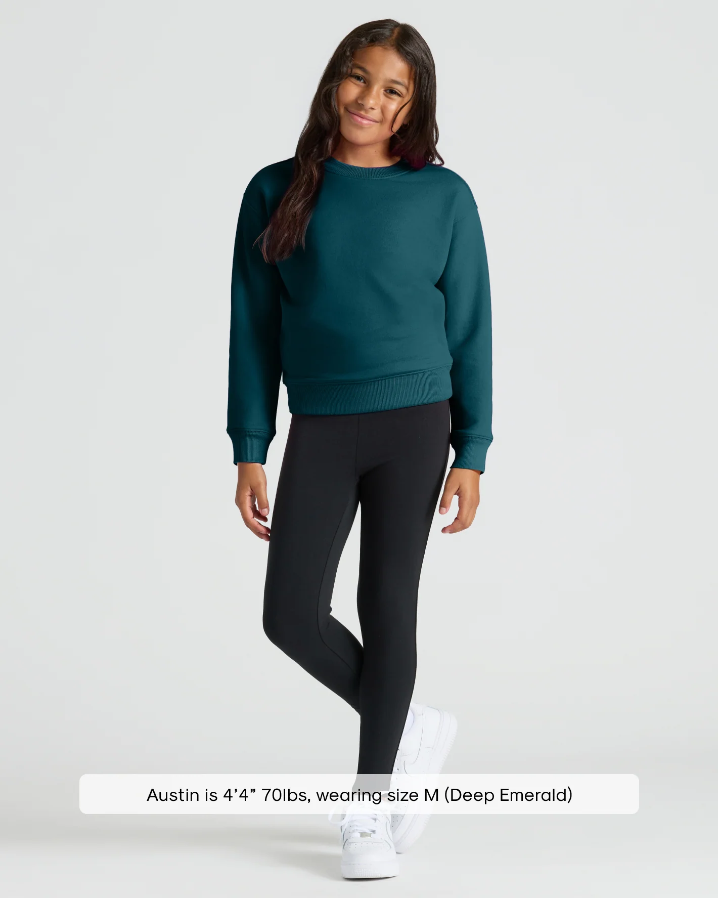 Girls Deep Emerald Slouch Pullover Crew - Image 3
