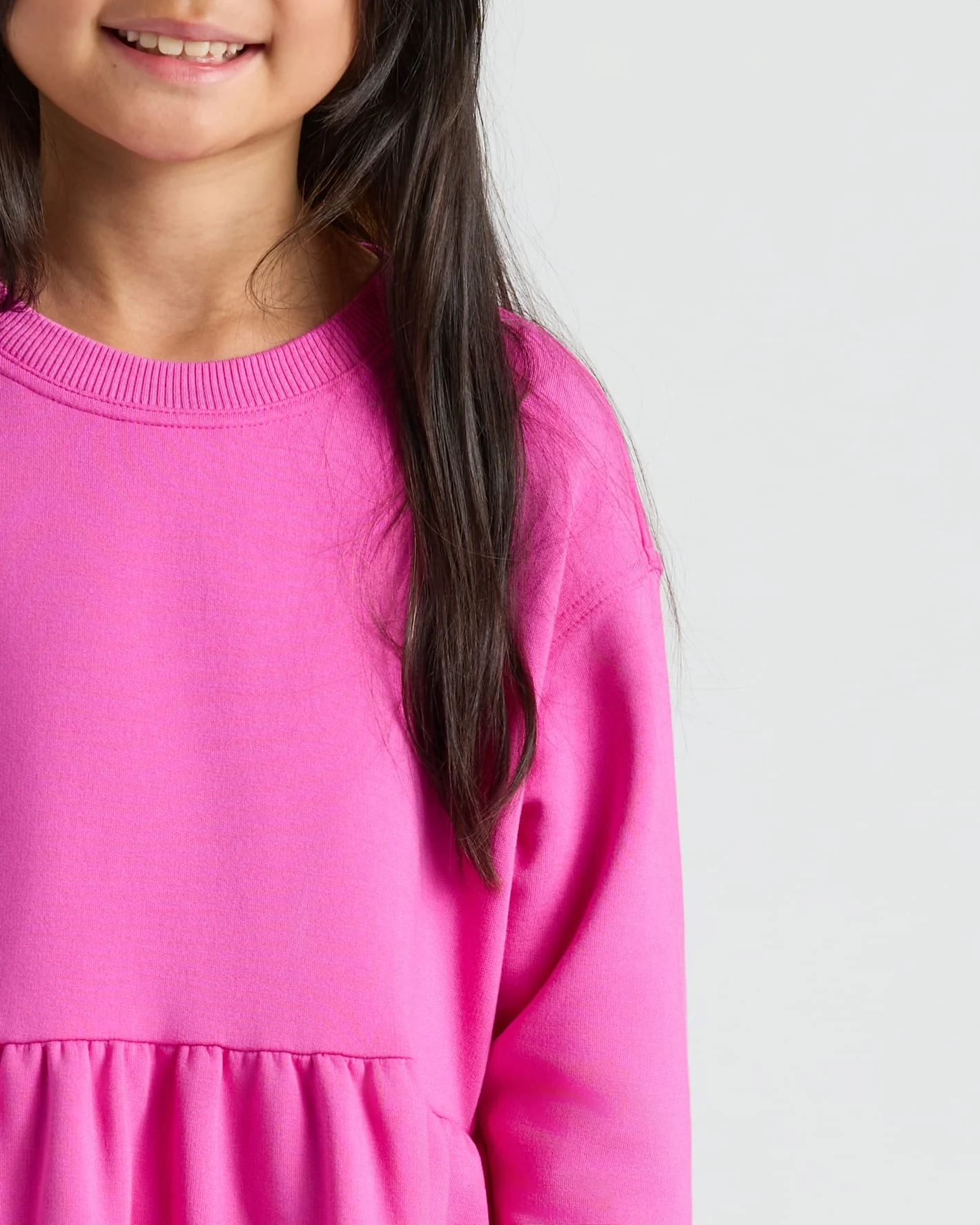 Girls Electric Fuchsia Long Sleeve Fleece Dress - Image 5