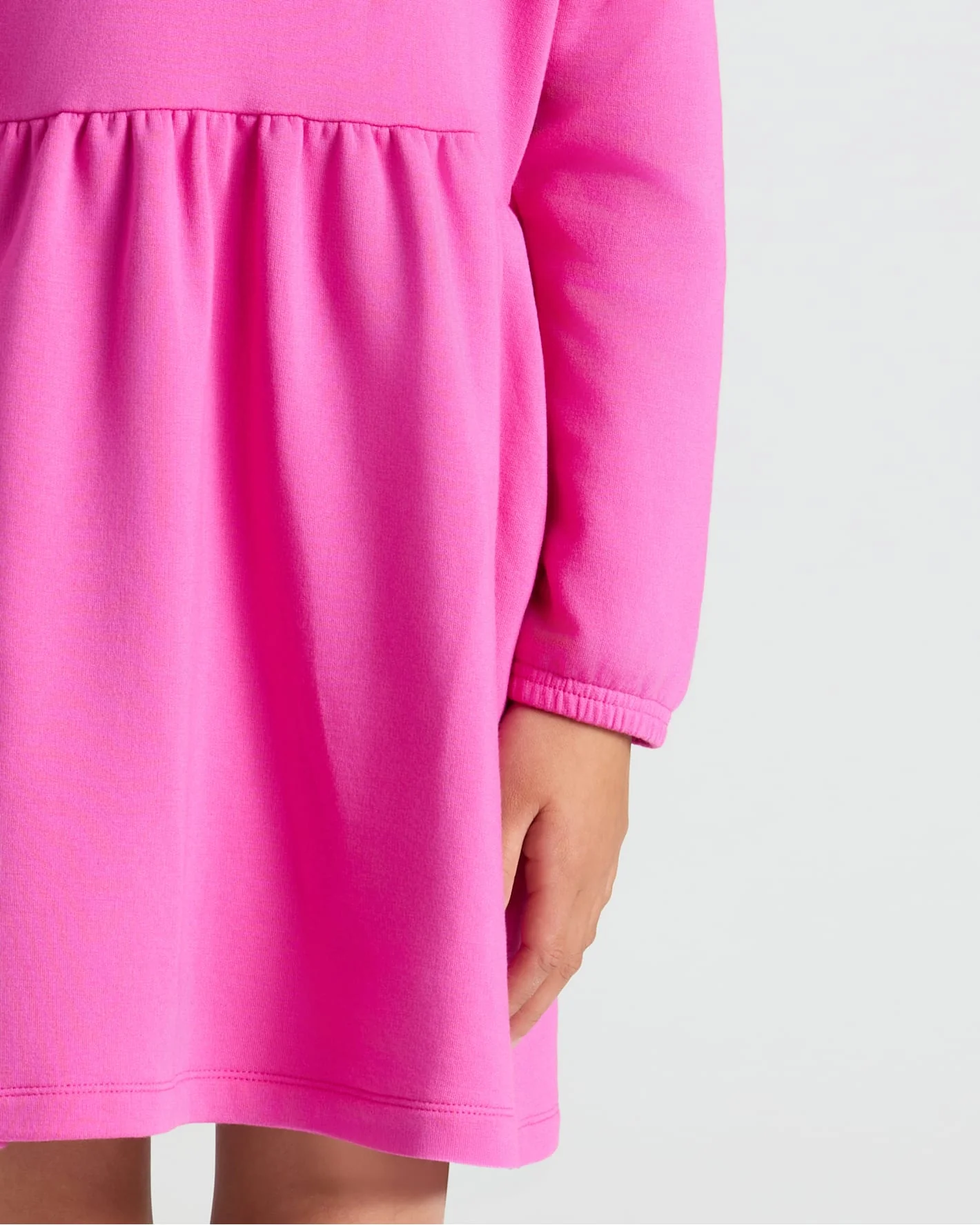 Girls Electric Fuchsia Long Sleeve Fleece Dress - Image 7