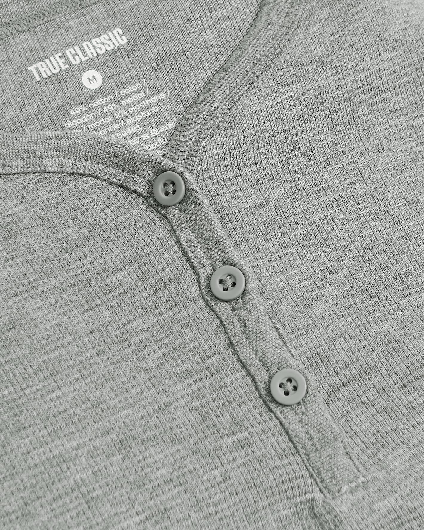 Girls Heather Gray Long Sleeve Boxy Waffle Henley - Image 4
