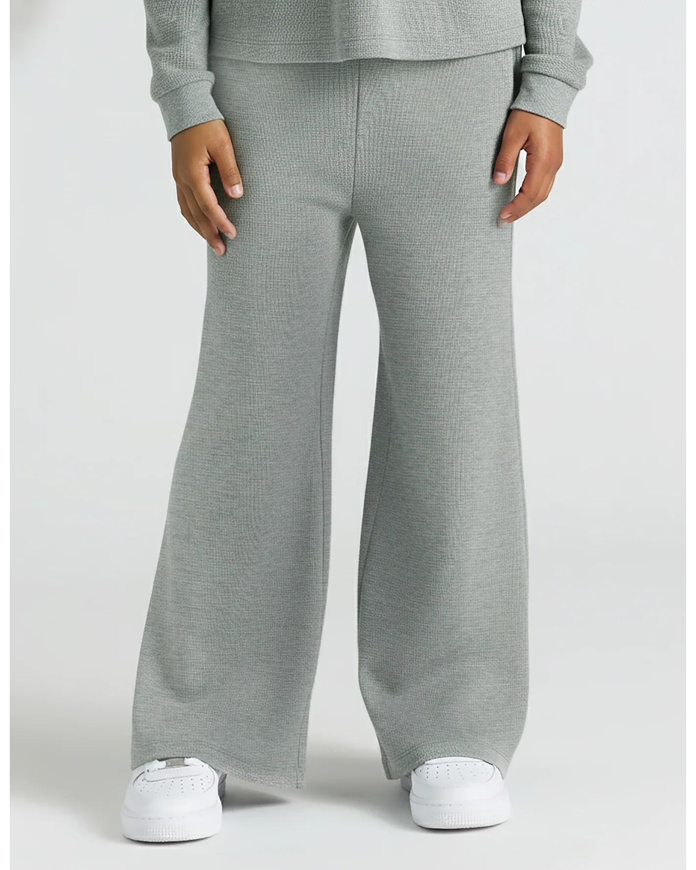 Girls Heather Gray Waffle Long Sleeve Henley & Waffle Leg Pants 2-Pack - Image 4