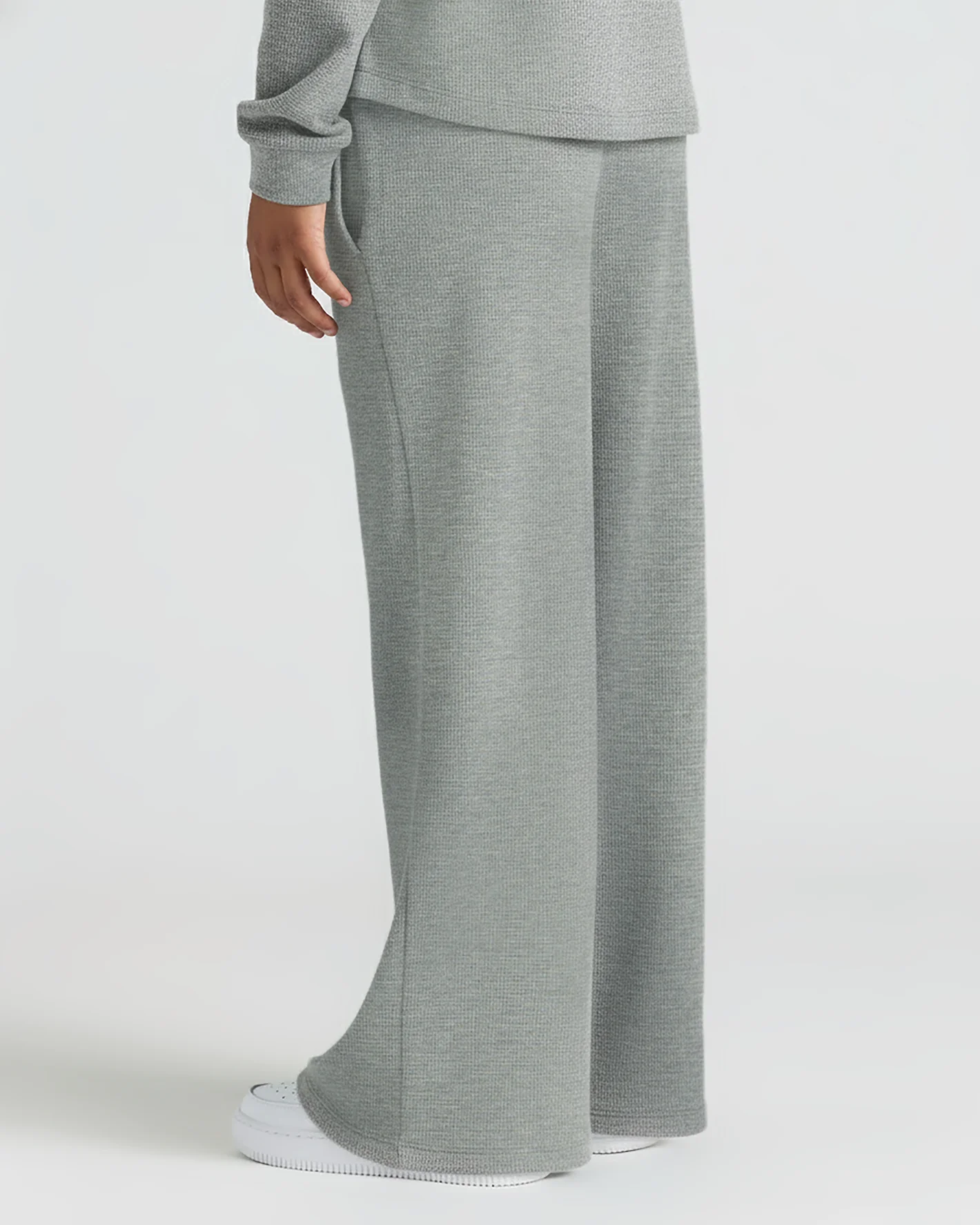Girls Heather Gray Waffle Long Sleeve Henley & Waffle Leg Pants 2-Pack - Image 5
