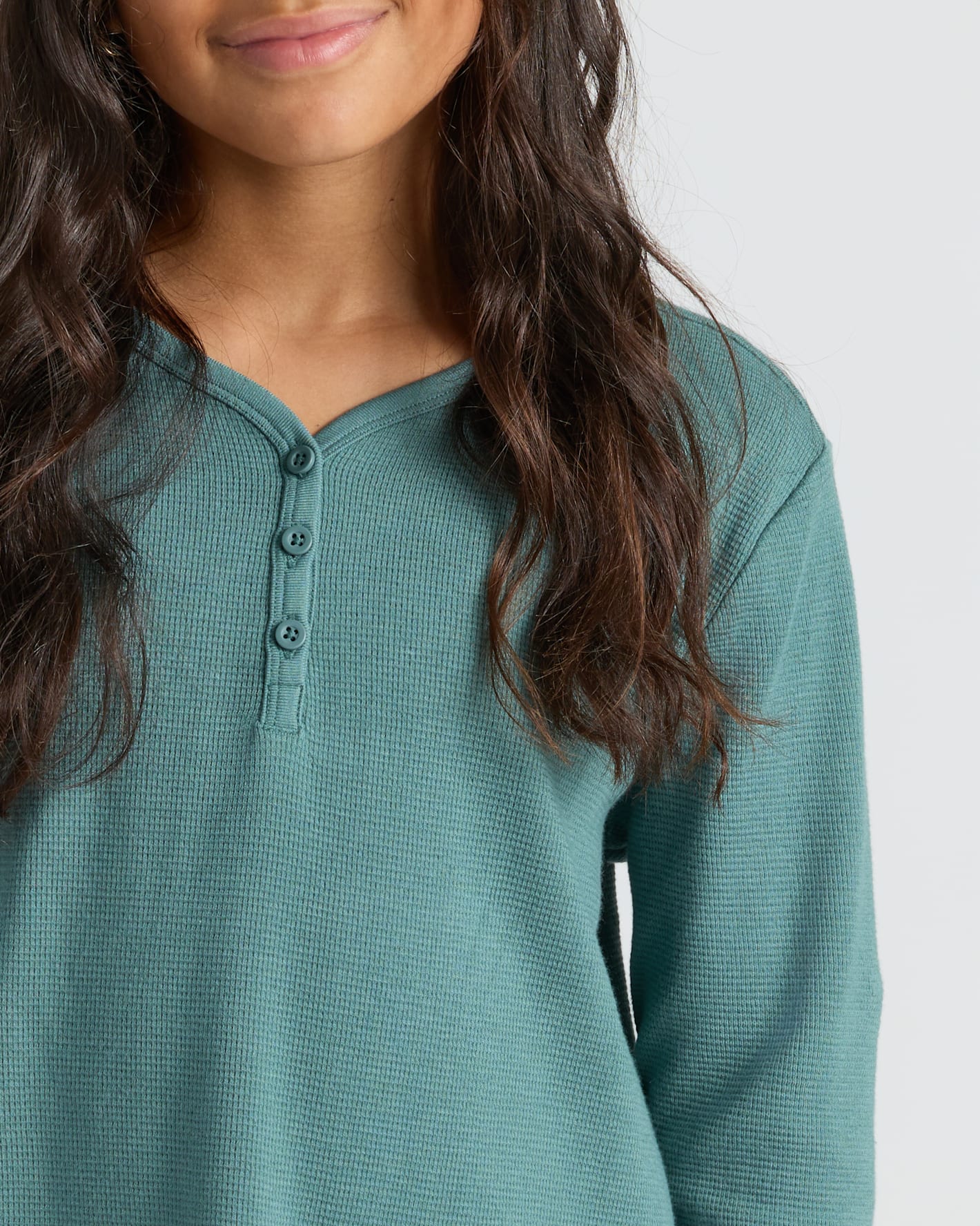 Girls Long Sleeve Boxy Waffle Henley 3-Pack - Image 4