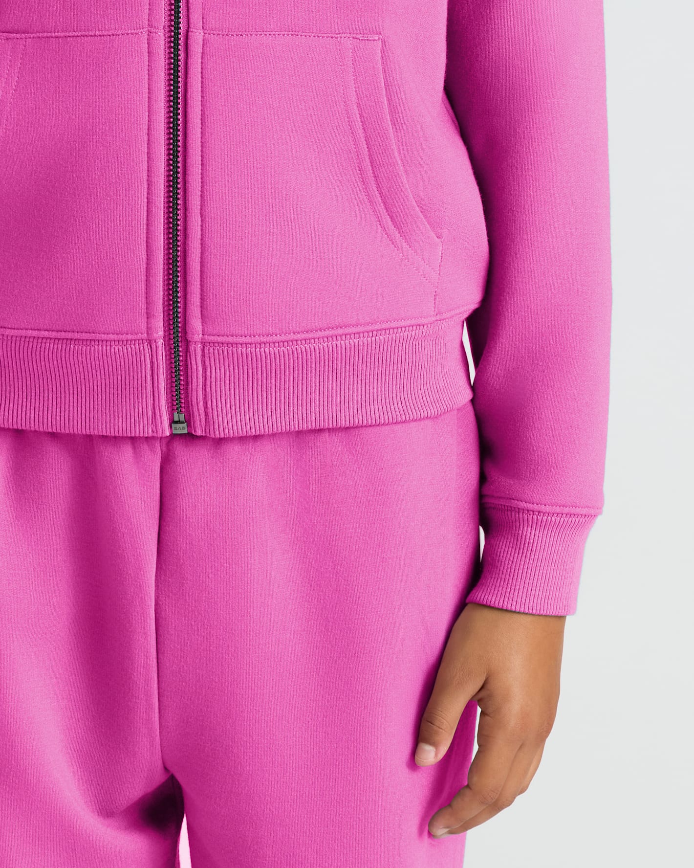 Girls Electric Fuchsia Cropped Zip Hoodie - Image 5