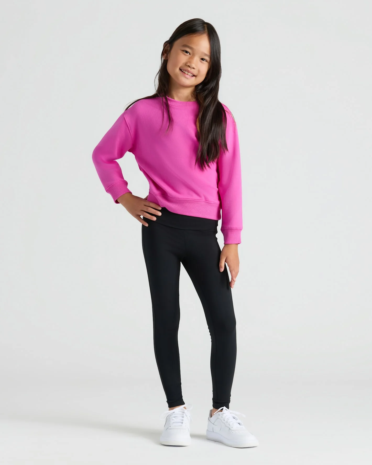 Girls Stormcloud & Electric Fuchsia Slouch Pullover Crew 2-Pack - Image 3