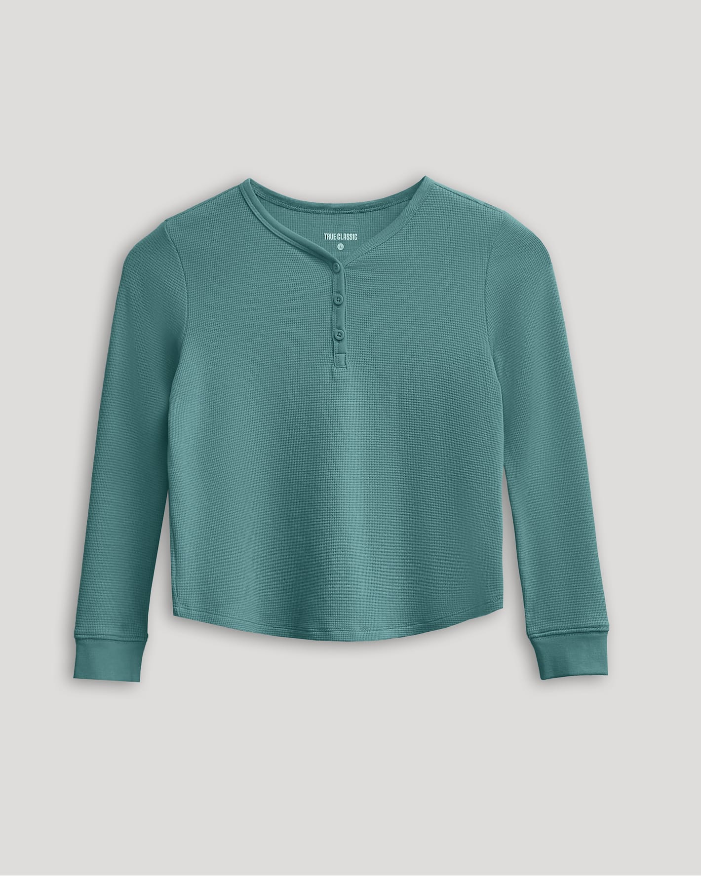 Girls Stormcloud Long Sleeve Boxy Waffle Henley - Image 2