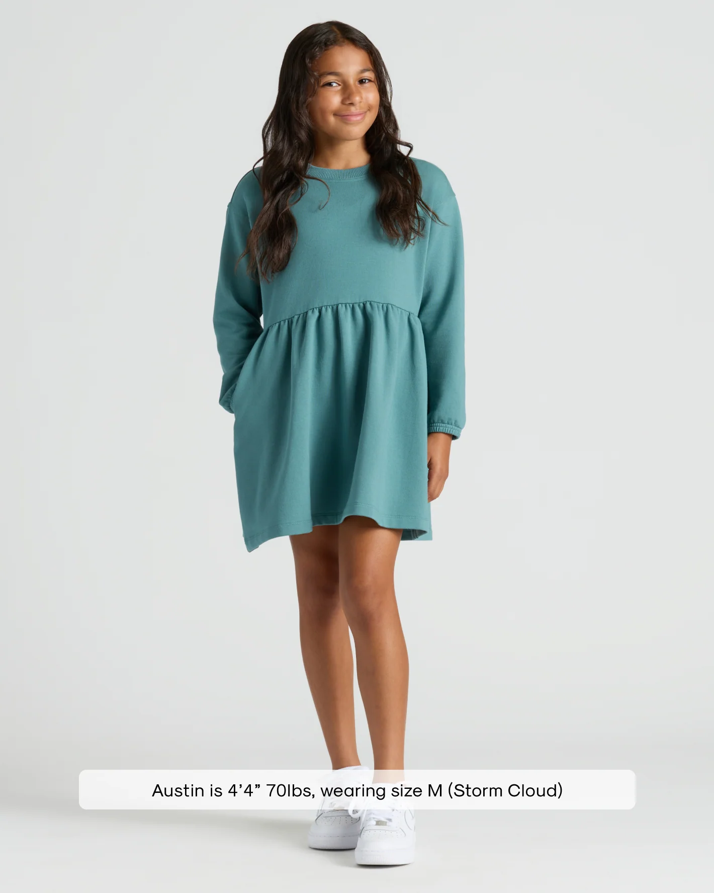 Girls Stormcloud Long Sleeve Fleece Dress - Image 3