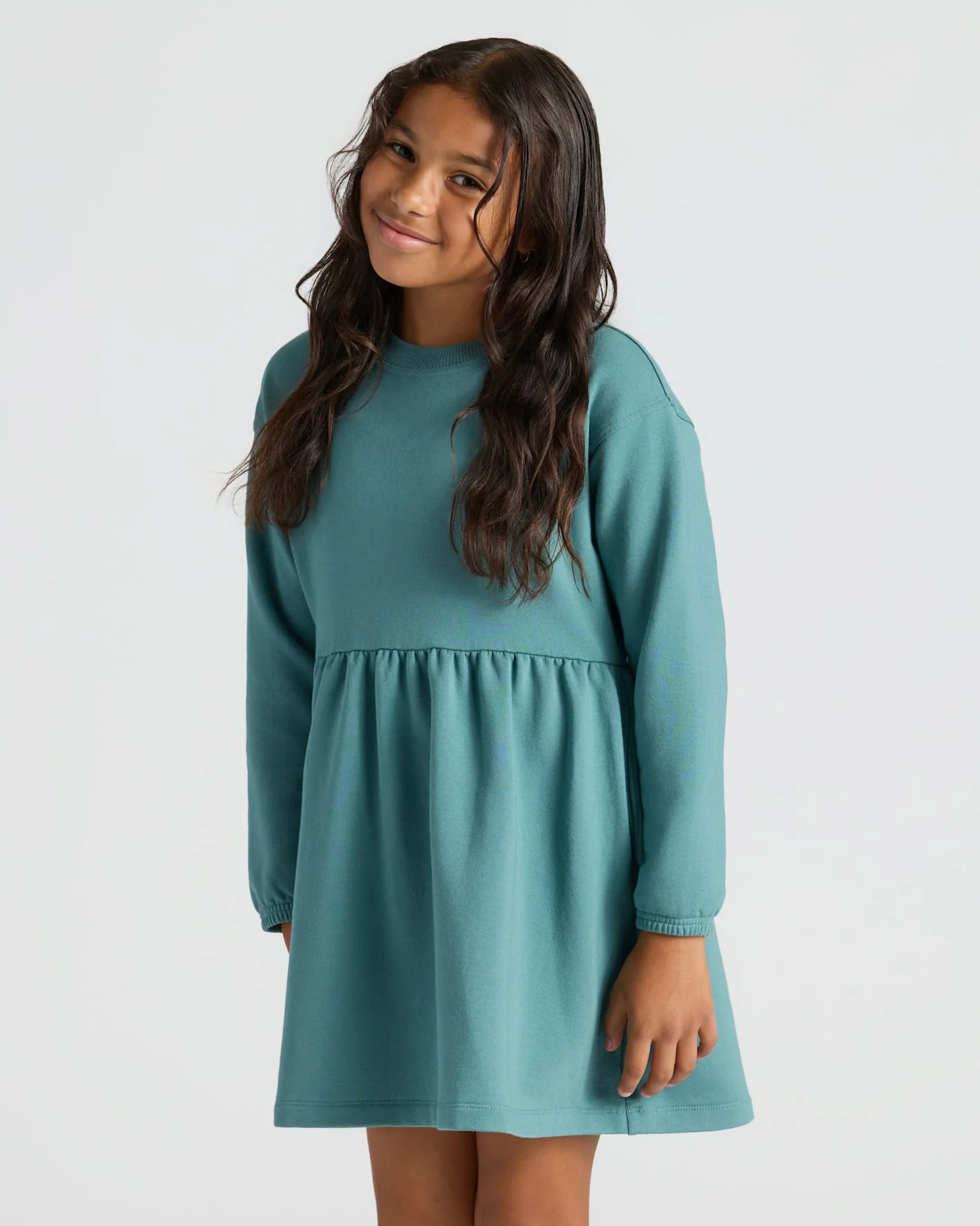 Girls Stormcloud Long Sleeve Fleece Dress - Image 6