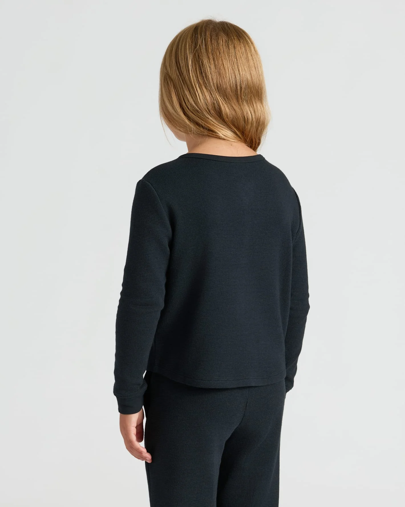 Girls Black Waffle Long Sleeve Henley & Waffle Leg Pants 2-Pack - Image 4