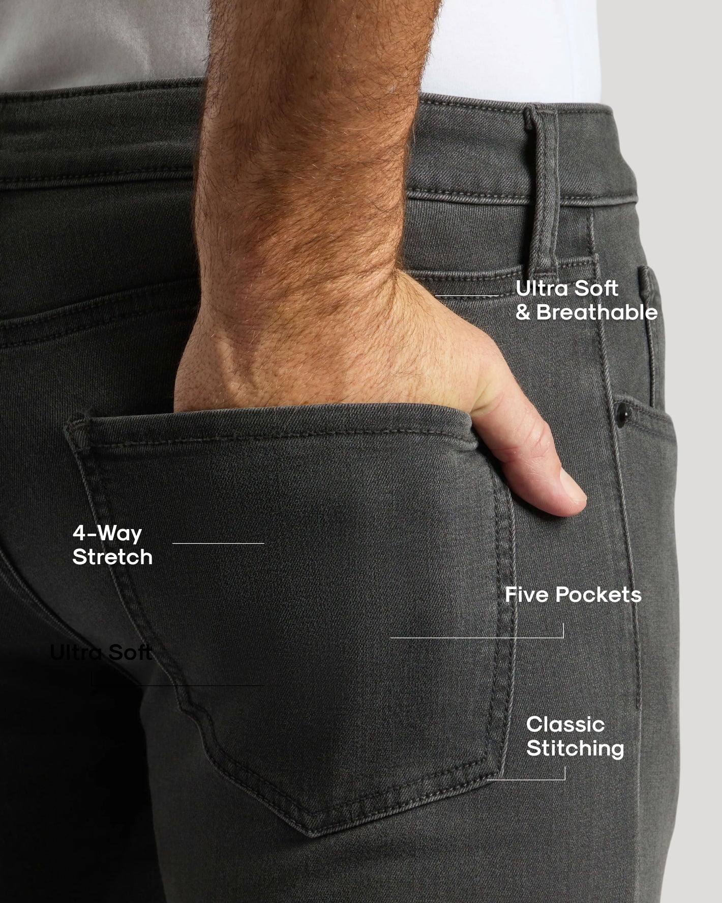 Gray Wash Slim Comfort Stretch Jeans - Image 3