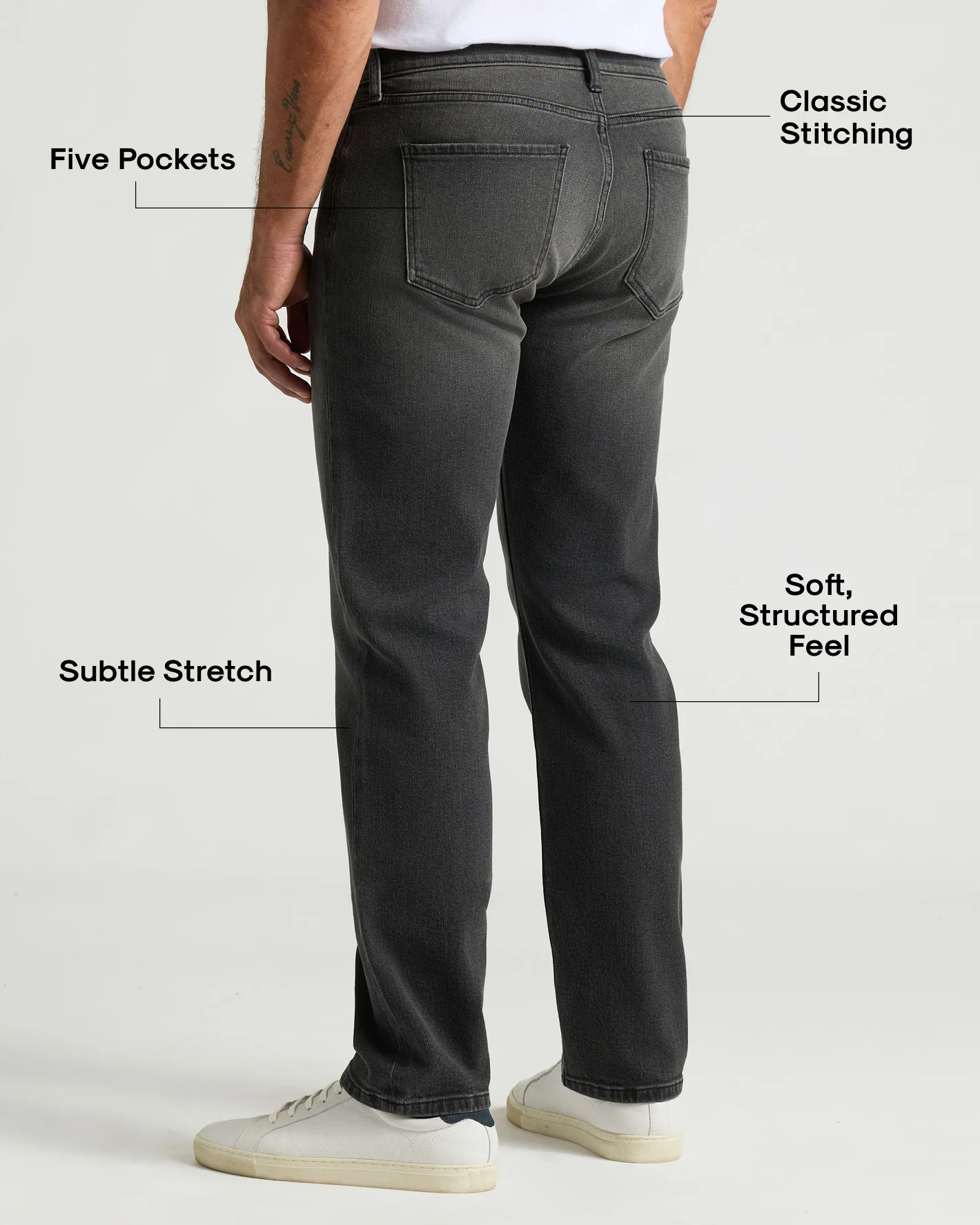 Gray Wash Straight Authentic Denim Jeans - Image 3