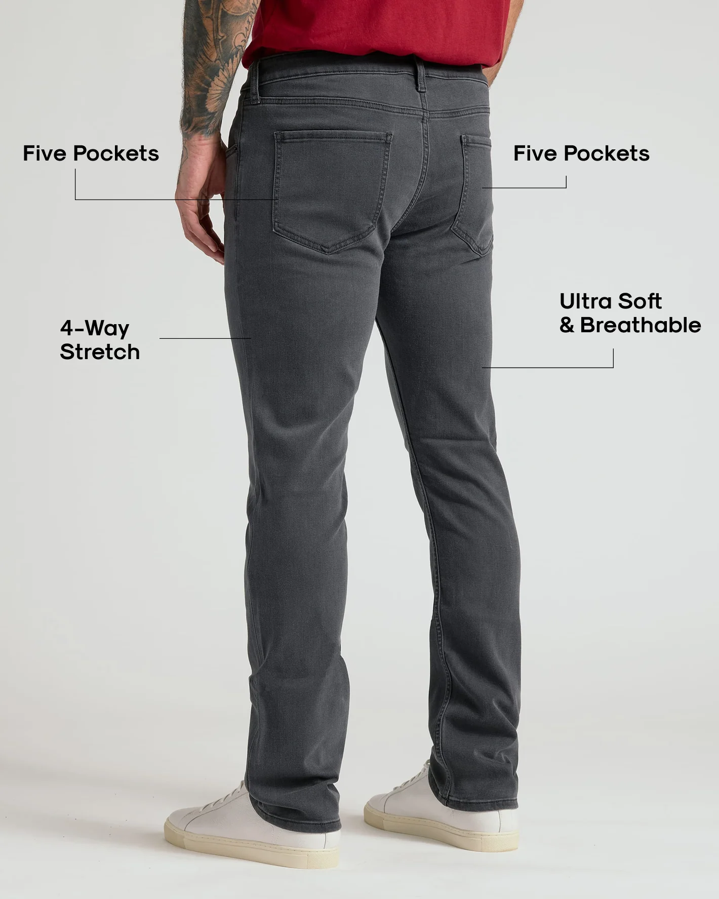 Gray Wash Straight Comfort Stretch Jeans - Image 3