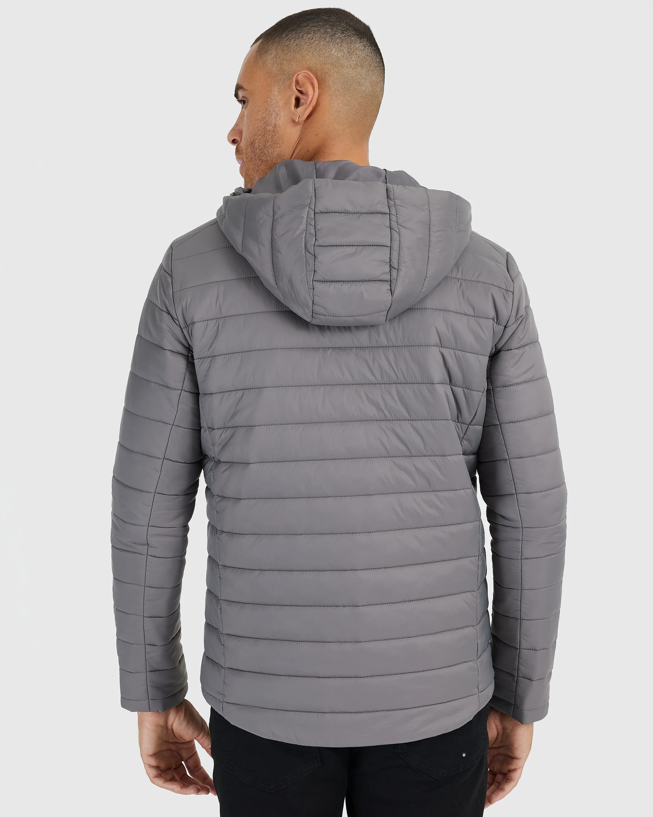 Gunmetal Hooded Puffer Jacket - Image 3