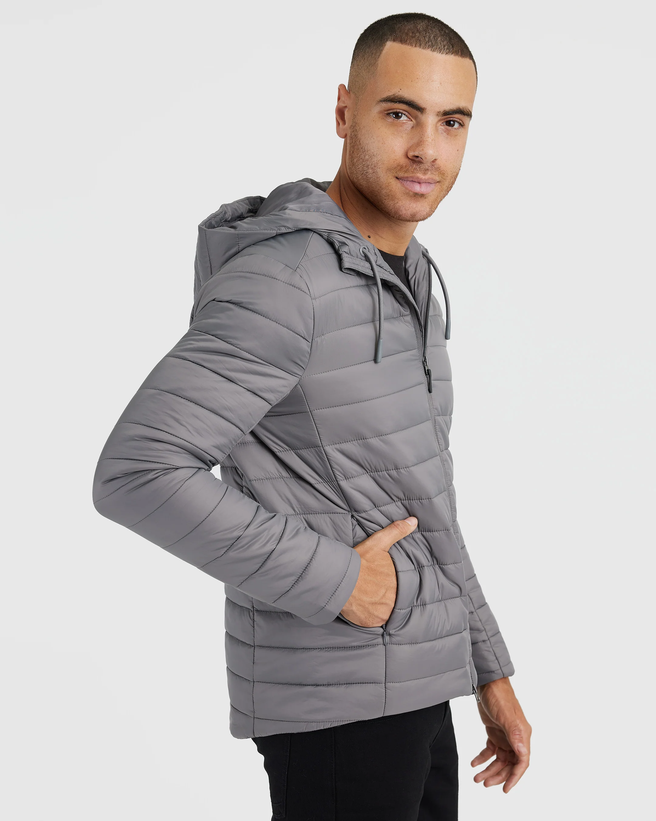 Gunmetal Hooded Puffer Jacket - Image 4