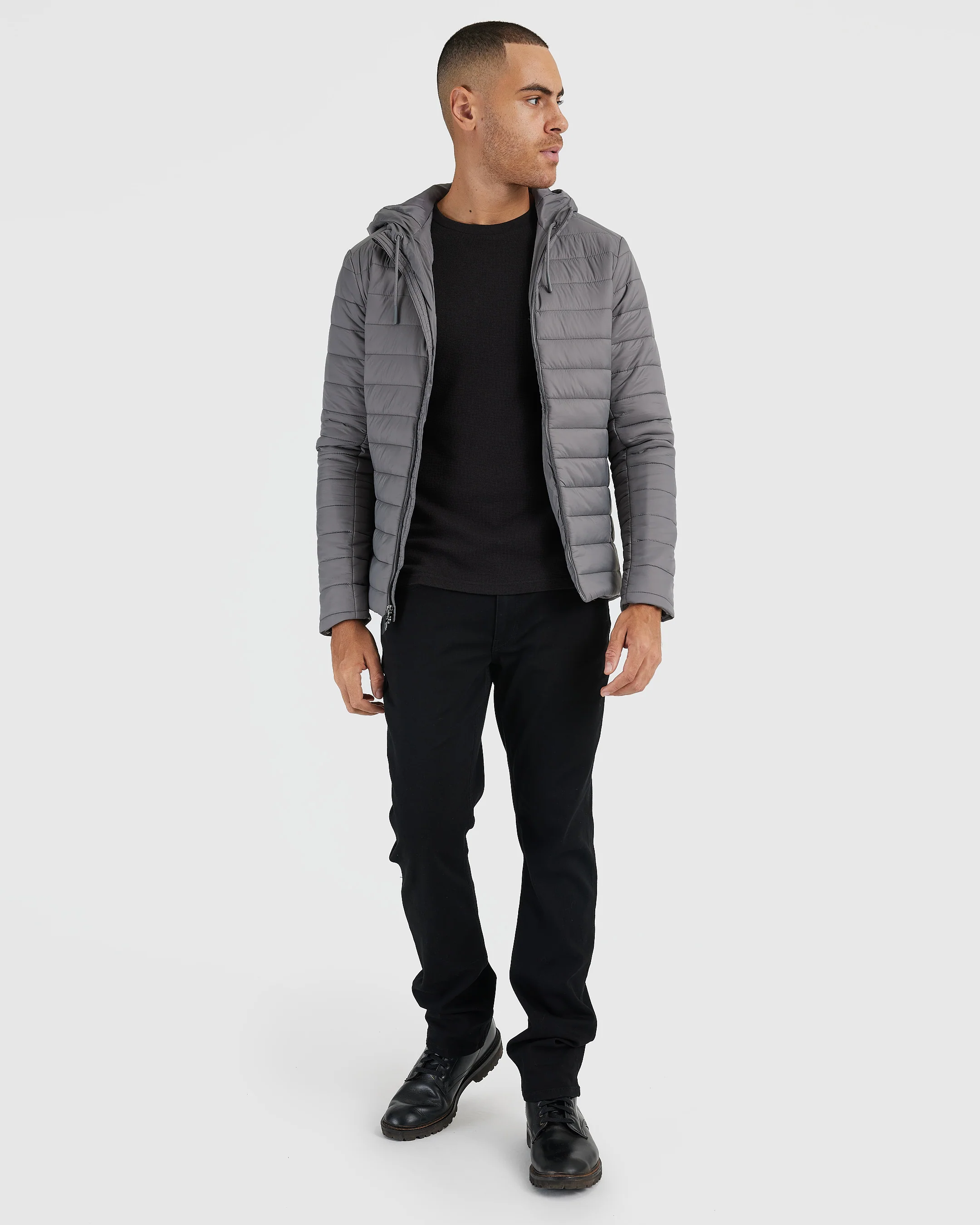 Gunmetal Hooded Puffer Jacket - Image 8